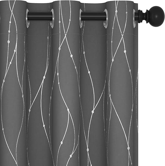 Deconovo Grey Blackout Grommet Curtains for Bedroom and
