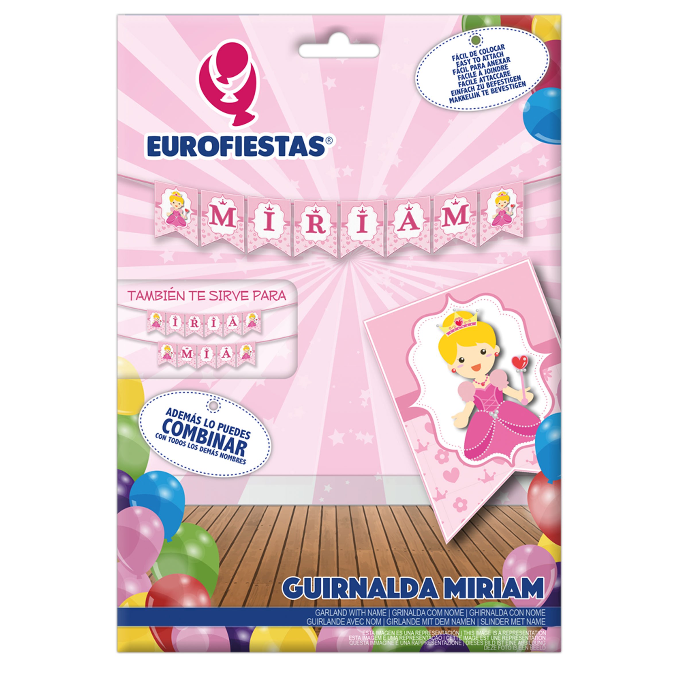 Guirnalda De Letras Con Nombre Miriam, Iria O Mia - Decoración Personalizable Para Fiestas De Cumpleaños