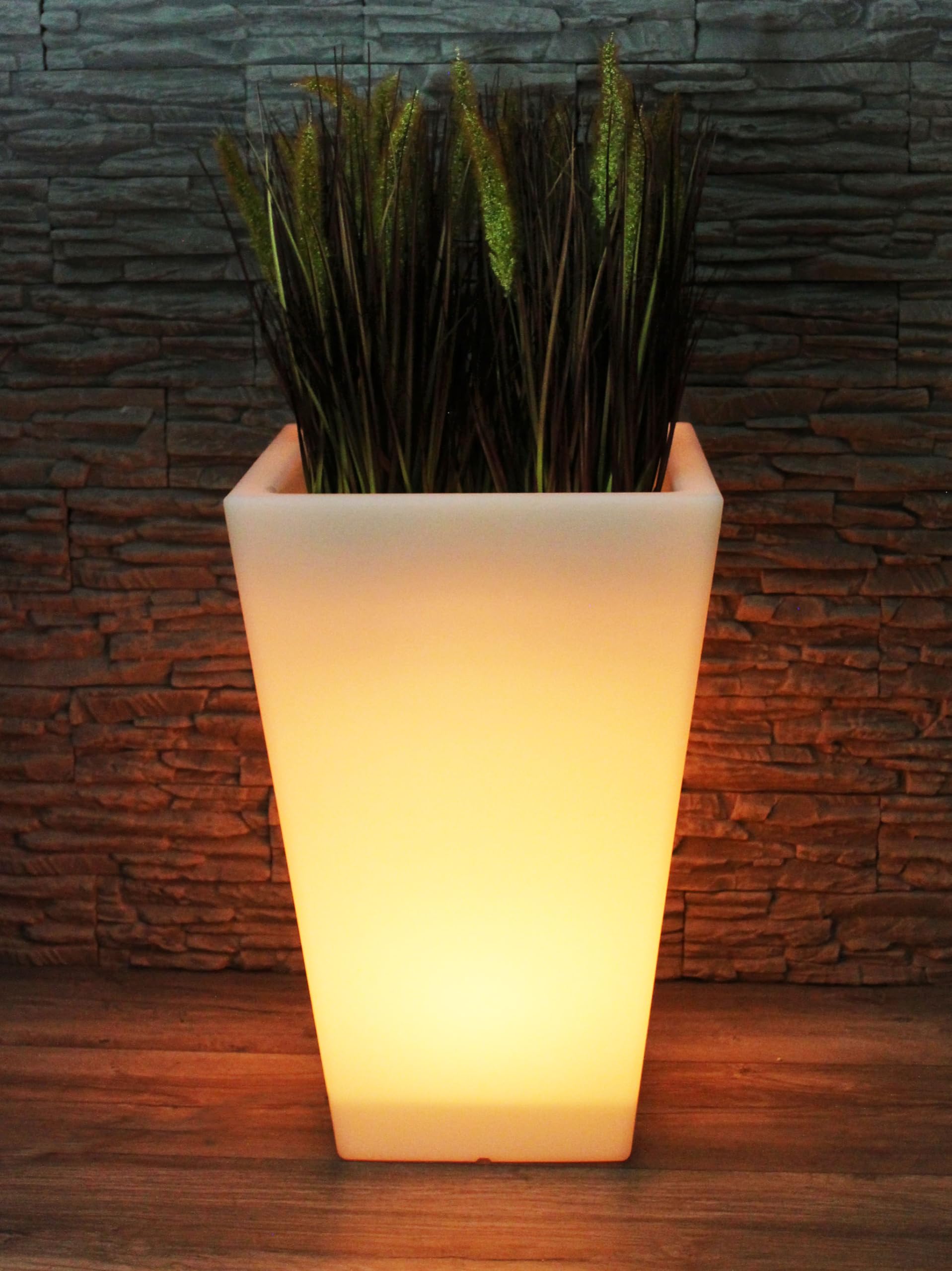 Arnusa Vaso da fiori grande a LED 69,5 x 45 cm illuminato RGB con telecomando PL409S vaso da fiori moderno vaso da fiori batteria e cavo di alimentazione interno § esterno