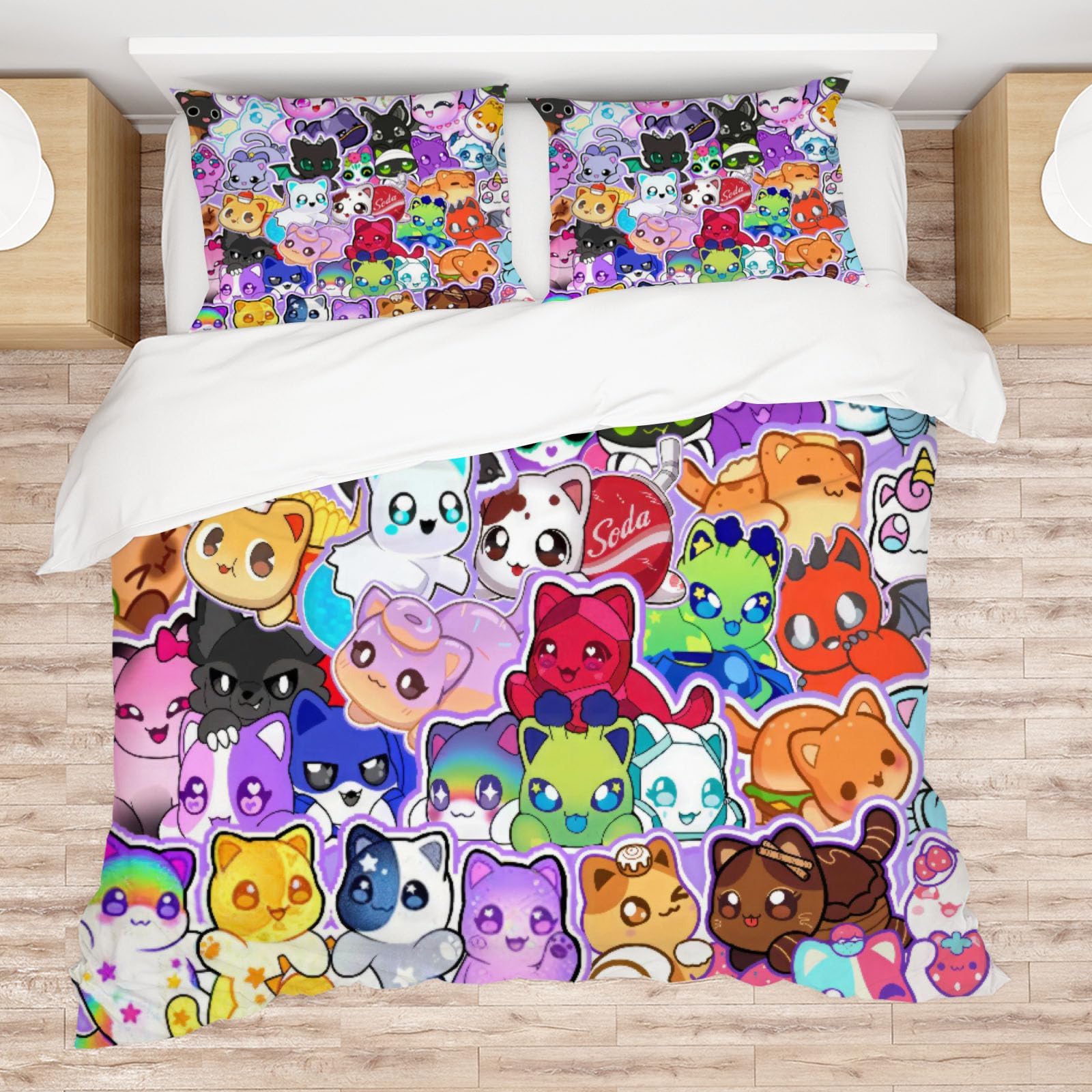 Queen Size Pixel Princess Comforter Set Gamer Bed Bedding Sets Bedroom Decor with 2 Pillowcases SC00287-005