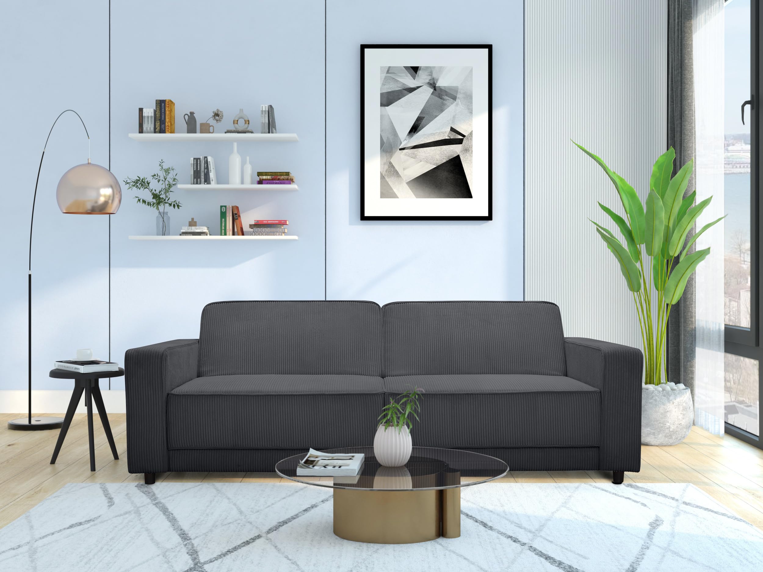 Rackhams Anthracite/Grey Allie 3 Seaters Sofabed Corduroy