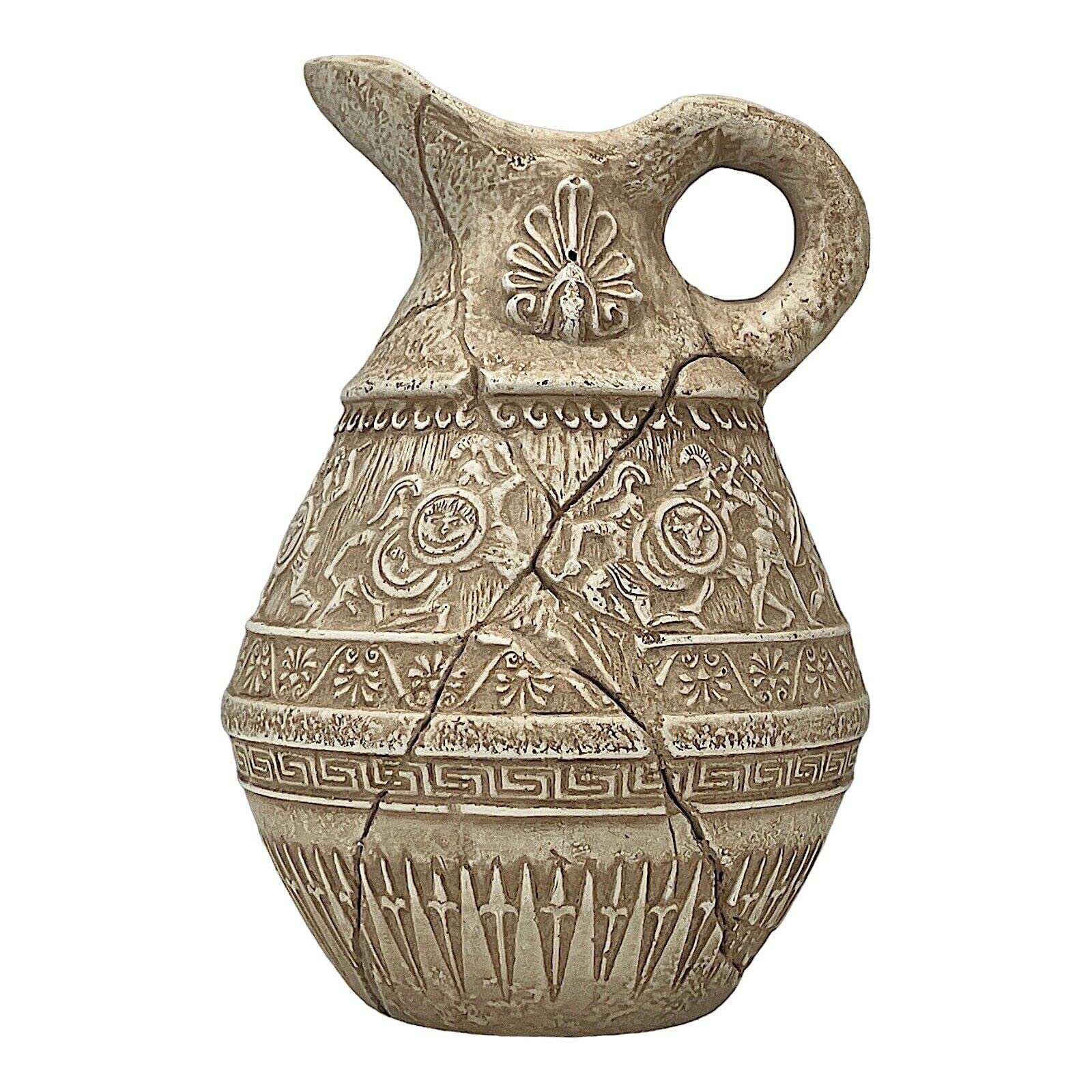 Jarrón de batalla de guerra en tarro de cerámica romana griega antigua decoración del hogar, terracota