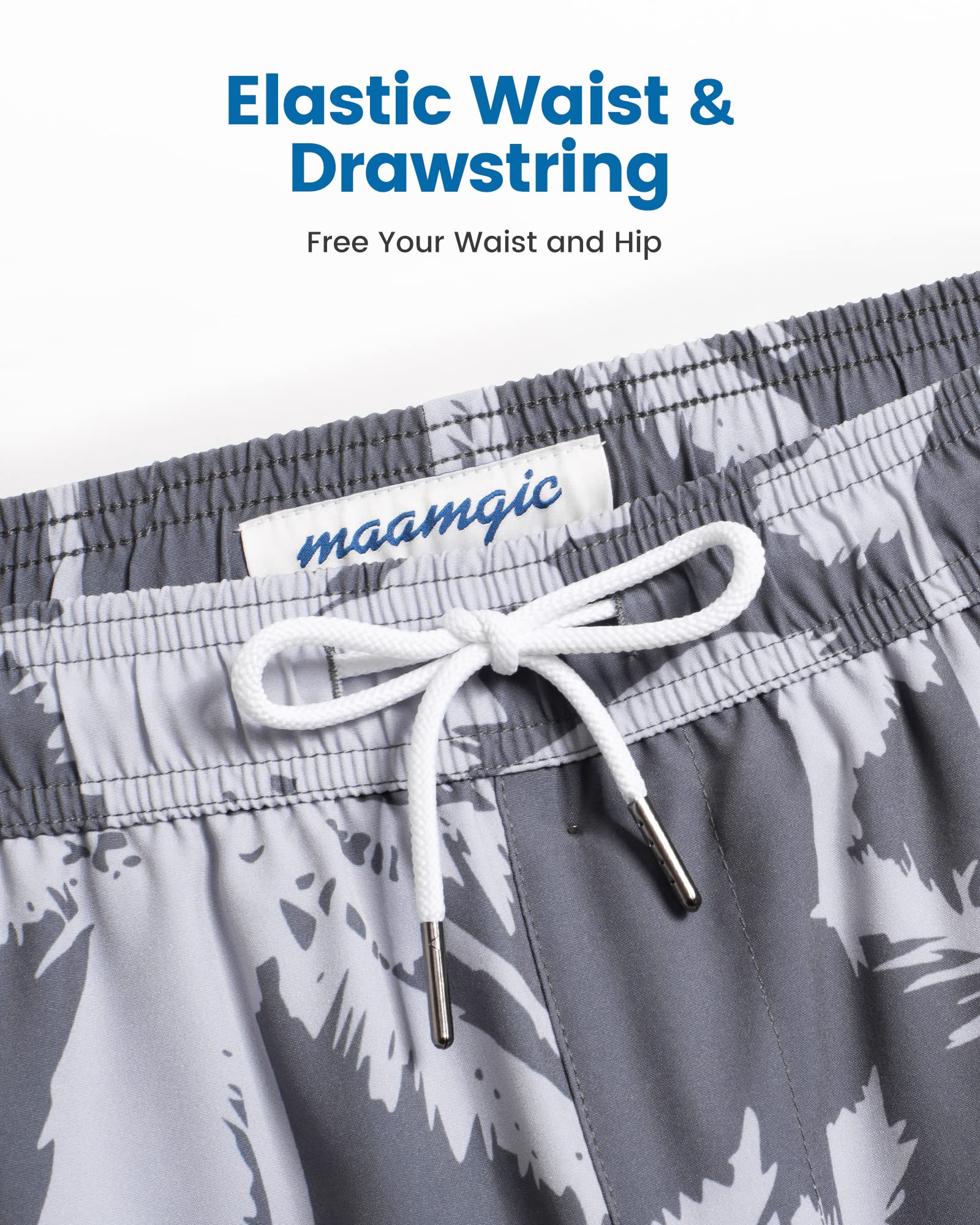 maamgic Herren-Badehose, 12,7 cm, schnelltrocknend, elastische Strandshorts mit Netzfutter und Reißverschlusstaschen