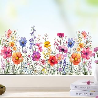 3 Sheets Flower Window Sticker Summer Window Clings Double Sided Window Decals for Glass Window Doors Spring Easter Decor