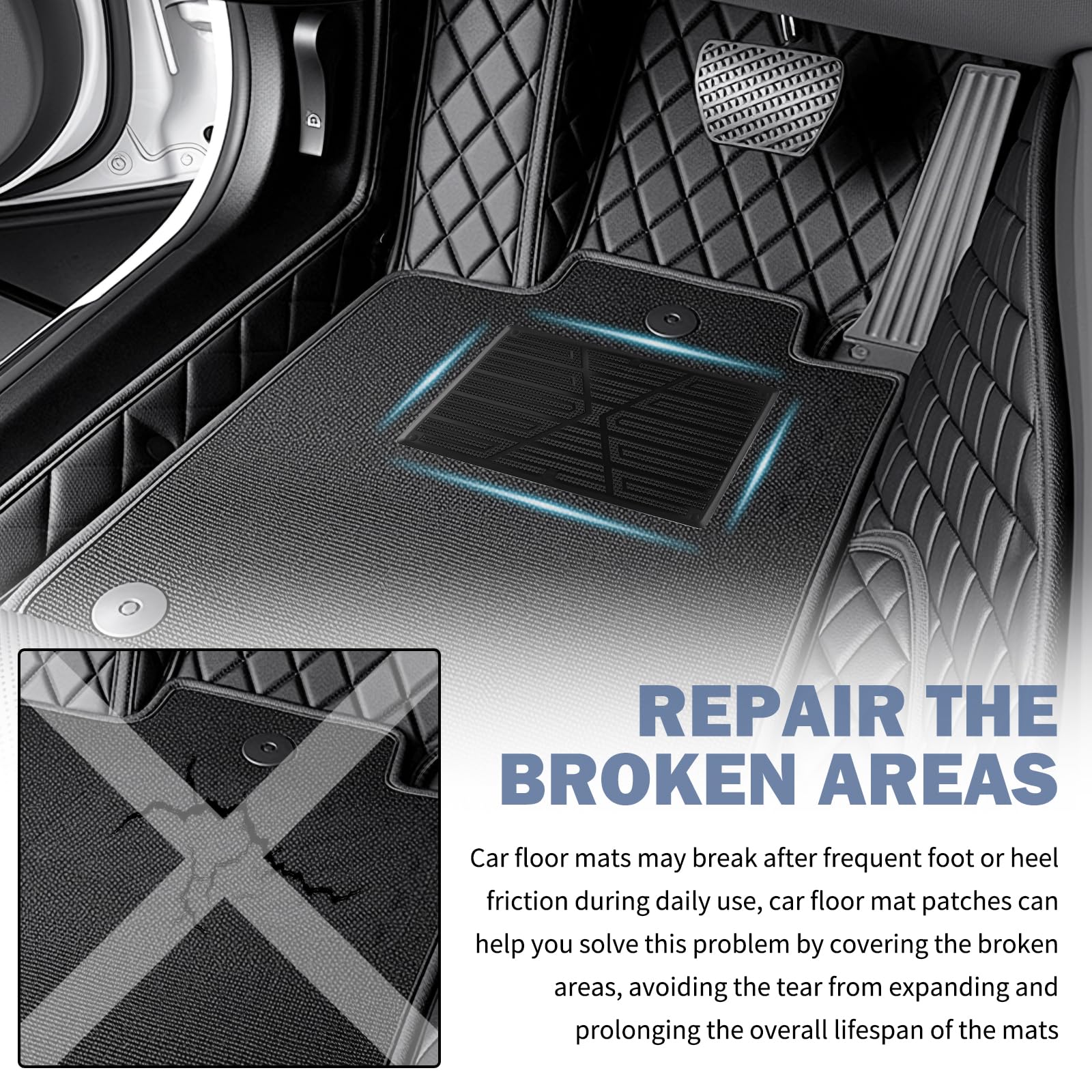 Car Floor Mats Carpet Patch Non-Slip Floor Mats for Cars Carpet Repair Patch with Screws for Repairing Torn — view 3