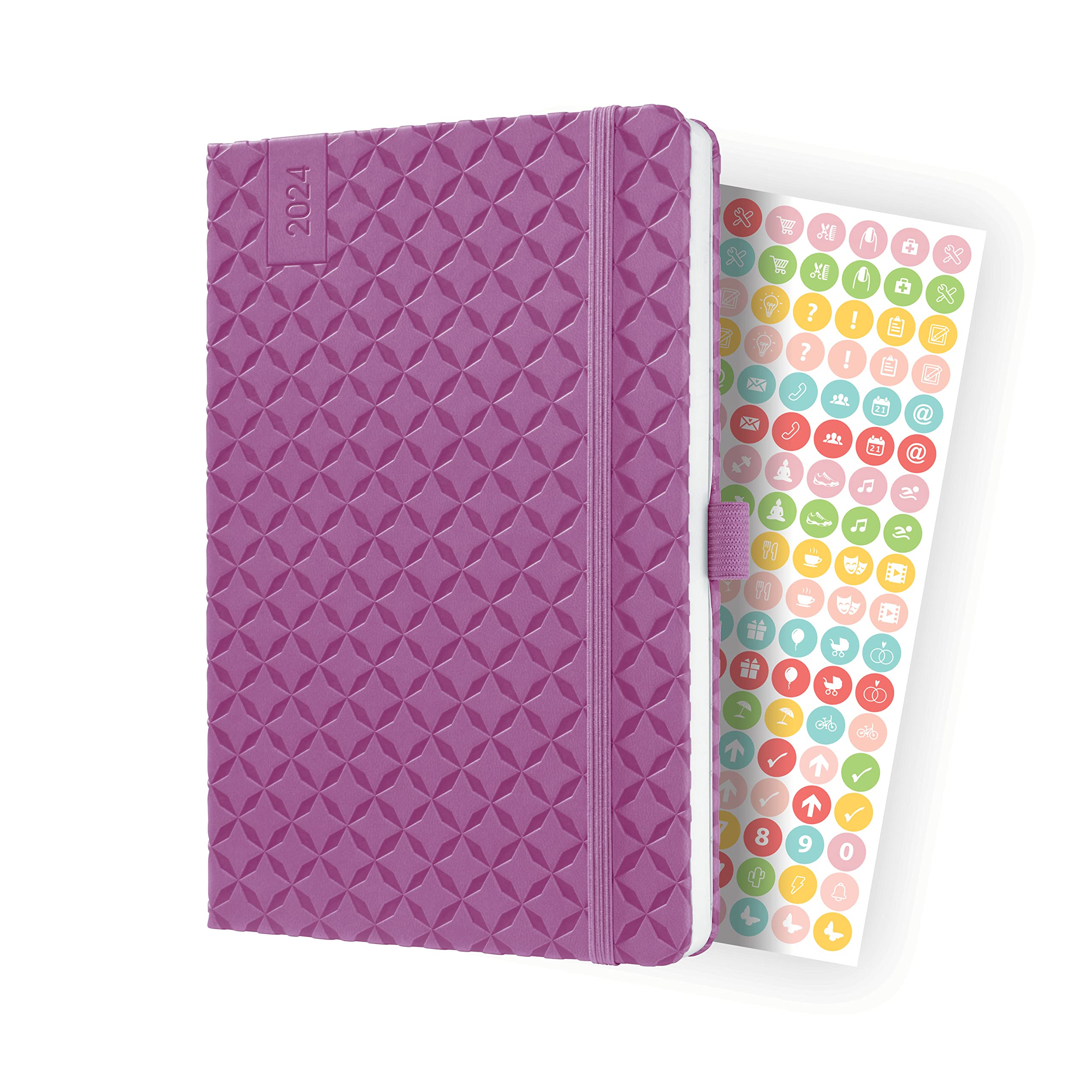 SIGEL J4115 Jolie Weekly planner 2024, hardcover, 13,5 x 20,3 cm, 174 pages, violet