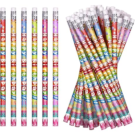 Colorful Happy Birthday Pencils Set of 24