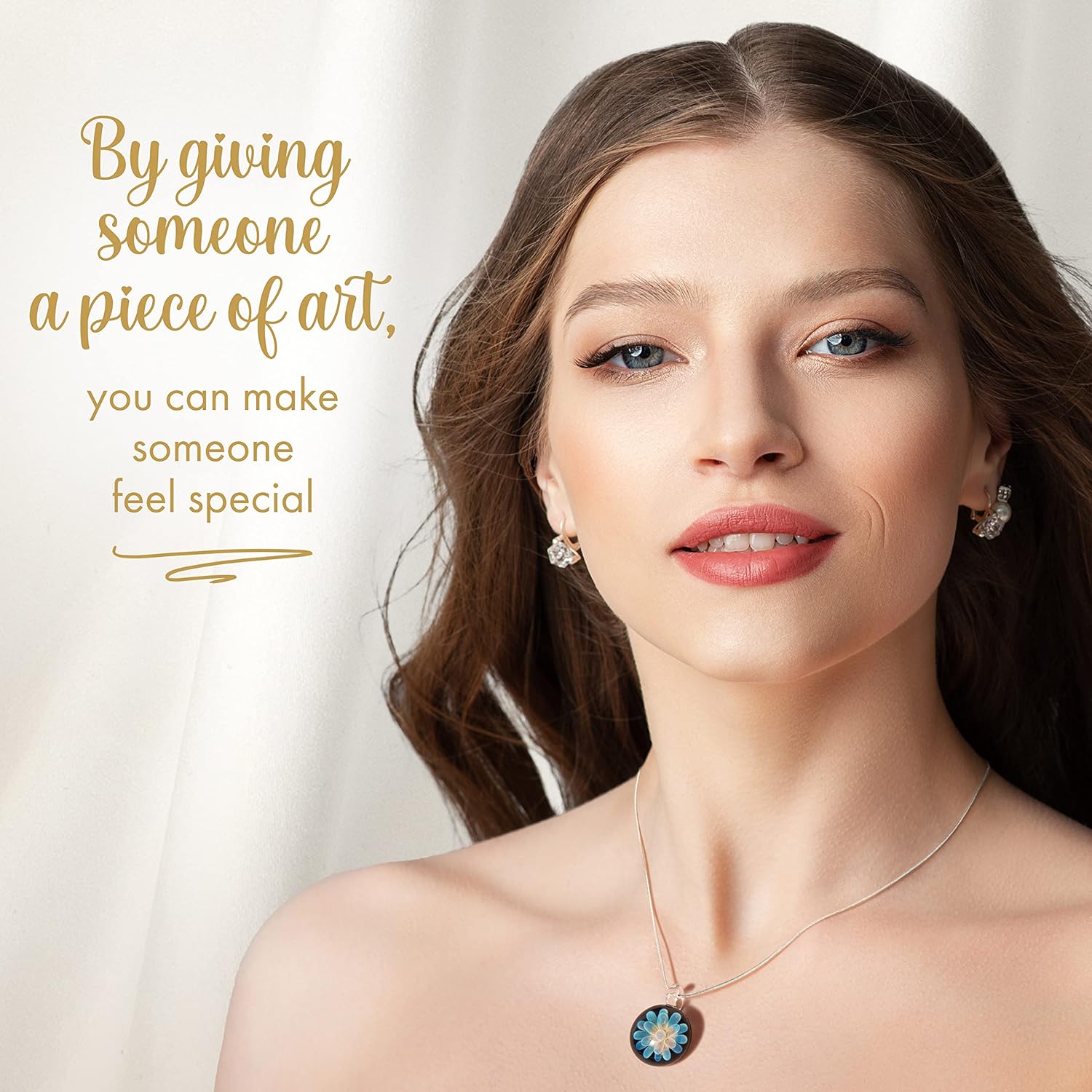 Handmade Glass Flower Pendant by TomlitArt - Art Jewelry Necklace Unique Gift for Women Girls - Silver Color Chain and Black Wax Cord - Image 8