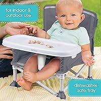 Vista 3 de Summer Infant Pop 'N Sit - Silla elevadora portátil, color gris, asiento elevador para uso en interiores y exteriores, plegado rápido, fácil