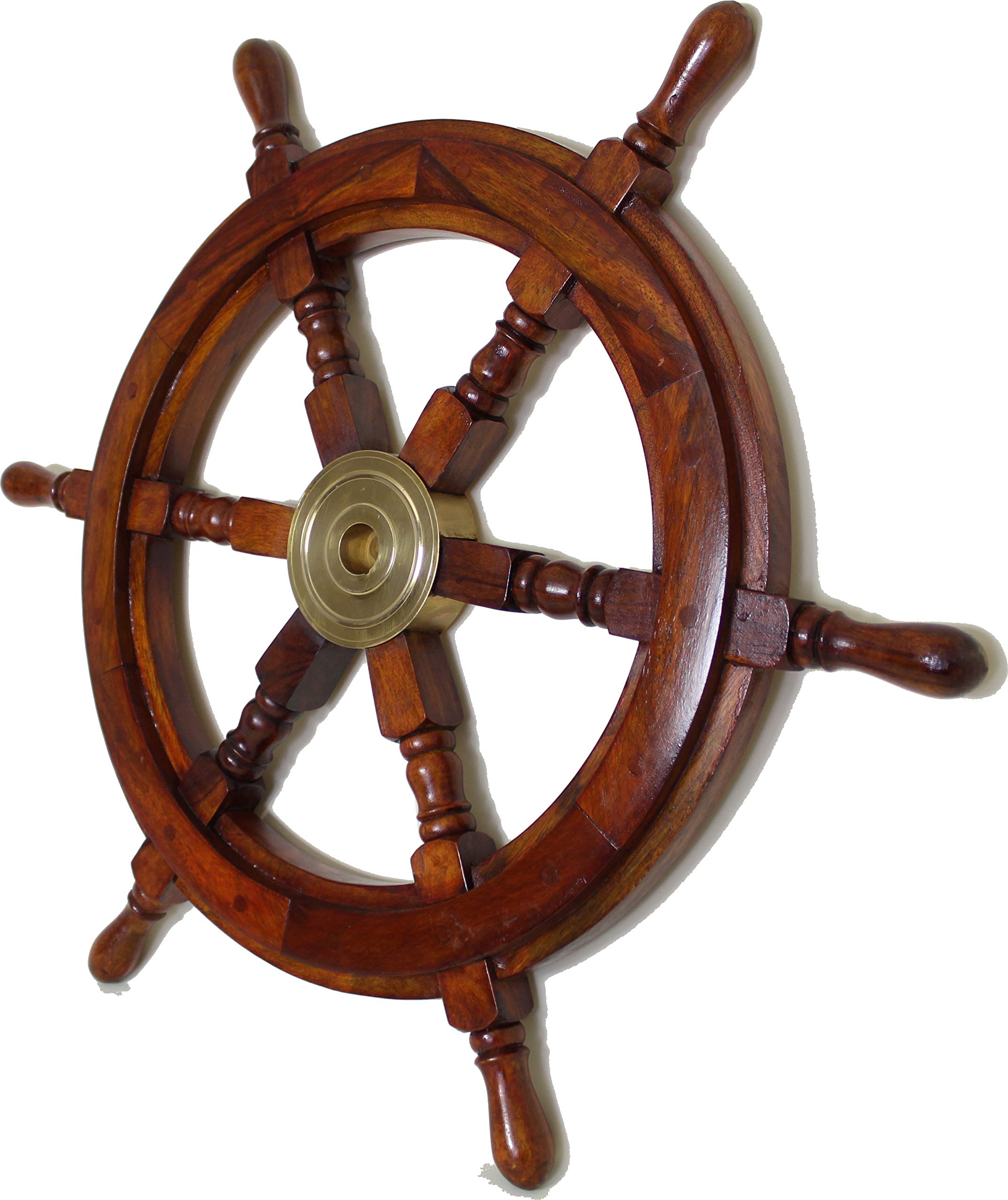 Timone marittimo per nave in legno con mozzo in ottone, diametro 30 cm