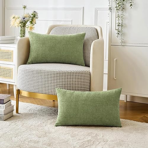 Miniatura 2 de MIULEE Paquete de 2 fundas de almohada de felpilla suave de 12 x 20 pulgadas para sofá, sala de estar, fundas de almohada teñidas de color liso