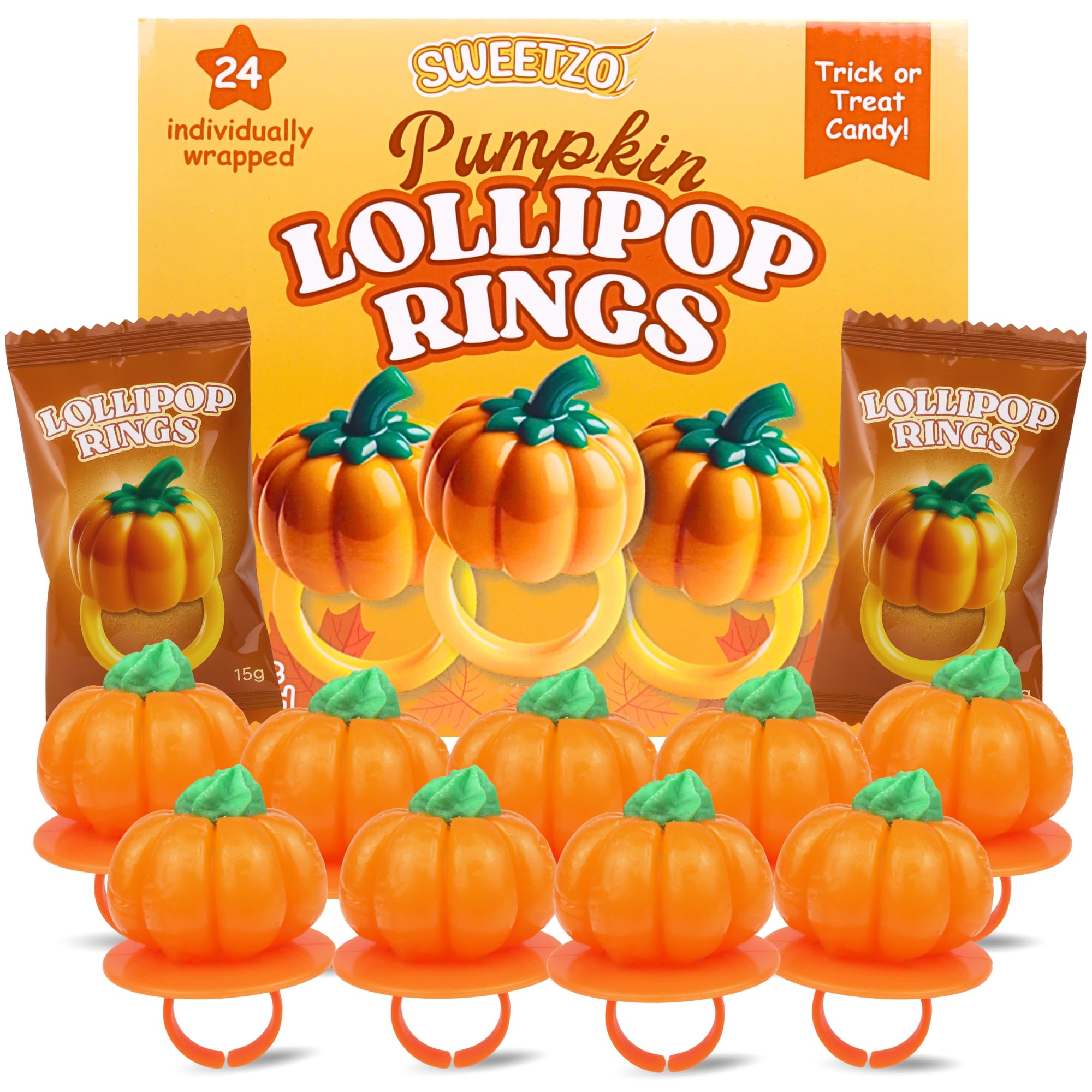 Amazon.com : Pumpkin Lollipop Rings, Individually Wrapped Orange