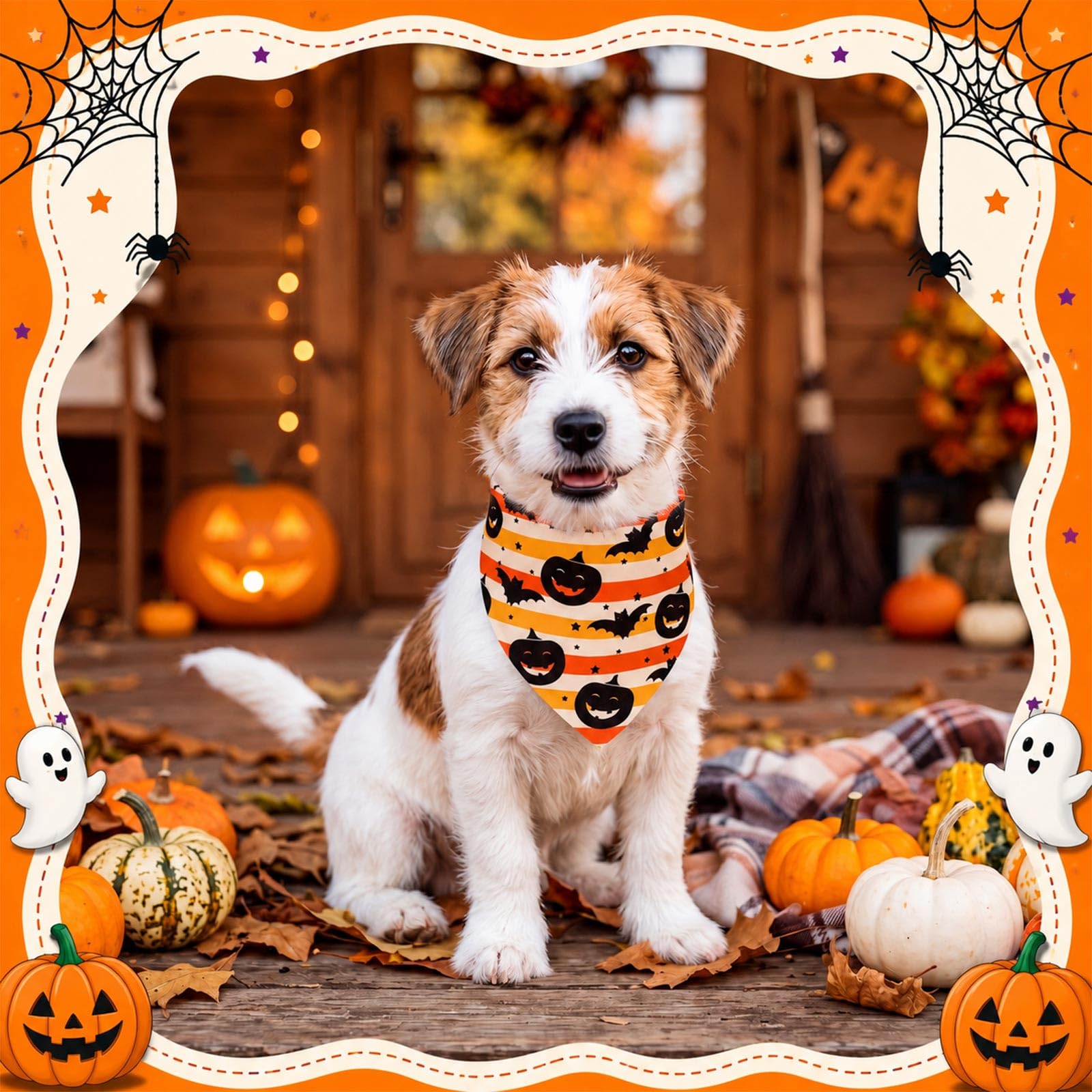 Sanwuta 120 bandane triangolari per cani di Halloween, lavabili, bavaglini regolabili per animali domestici di piccola e media taglia, 30 stili