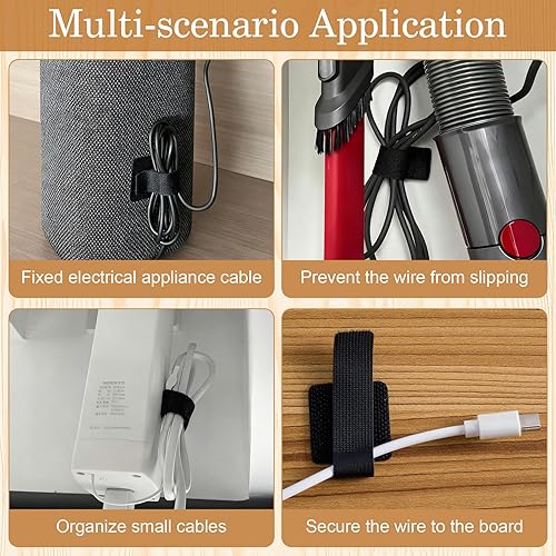 Miniatura 5 de 20 bridas de gancho y bucle, correas autoadhesivas de 3.55 pulgadas para cables de red de escritorio, organizador de cables ajustable reutilizable