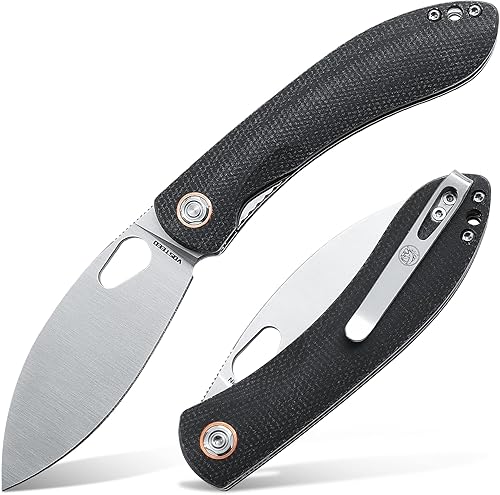 Vosteed Cuchillo EDC cuchillo de bolsillo plegable ligero de 326 pulgadas con clip para hombres y mujeres cuchillo de corte Shilin moderno con hoja
