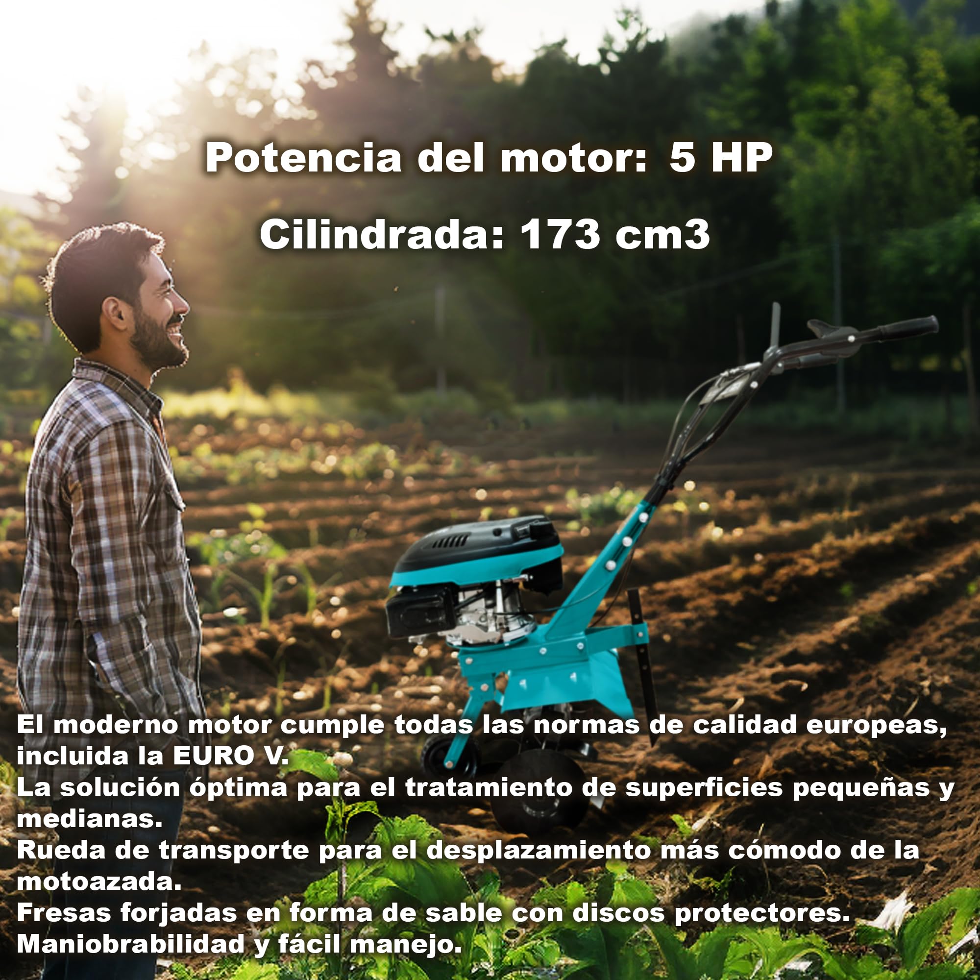 Könner & Söhnen KS 4HP-70 - Motobloque de Gasolina con accionamiento por Correa, motocultor con Fresa Sable forjada, Ancho de Trabajo ≤ 70 cm, Profundidad de Trabajo ≤ 27 cm, Potencia del Motor 4