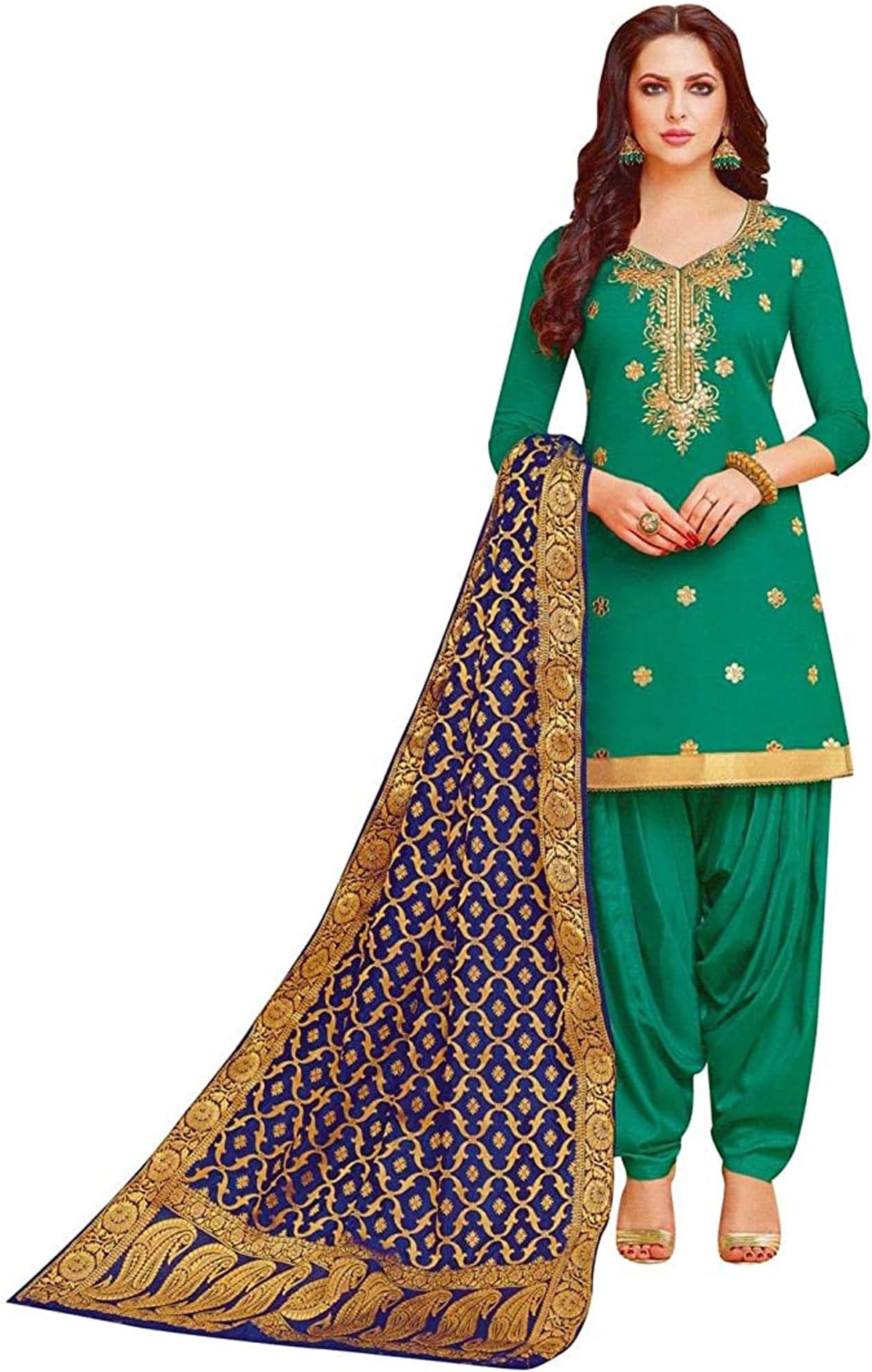 Women's Wear Heavy Chaderi slik Punjabi Shalwar Kameez Patiyala Suits Indian Pakistani Fancy Dress