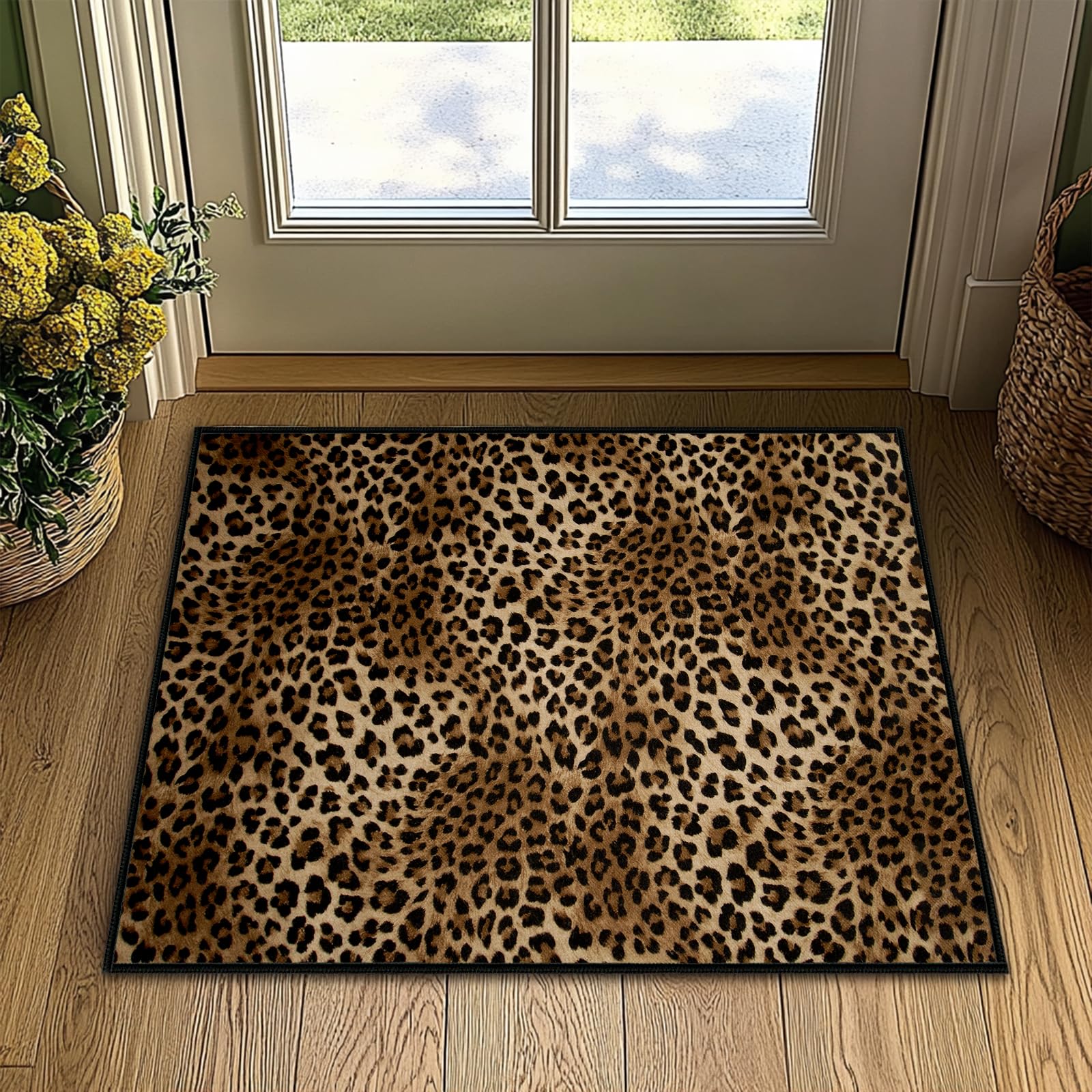 Leopard Rug 2x3 Washable Area Rugs,Cheetah Print Rugs,Ultra-Thin Soft Rug Small Throw Carpet Animal Print Hide Floor Carpets Non Slip Indoor Door Mat