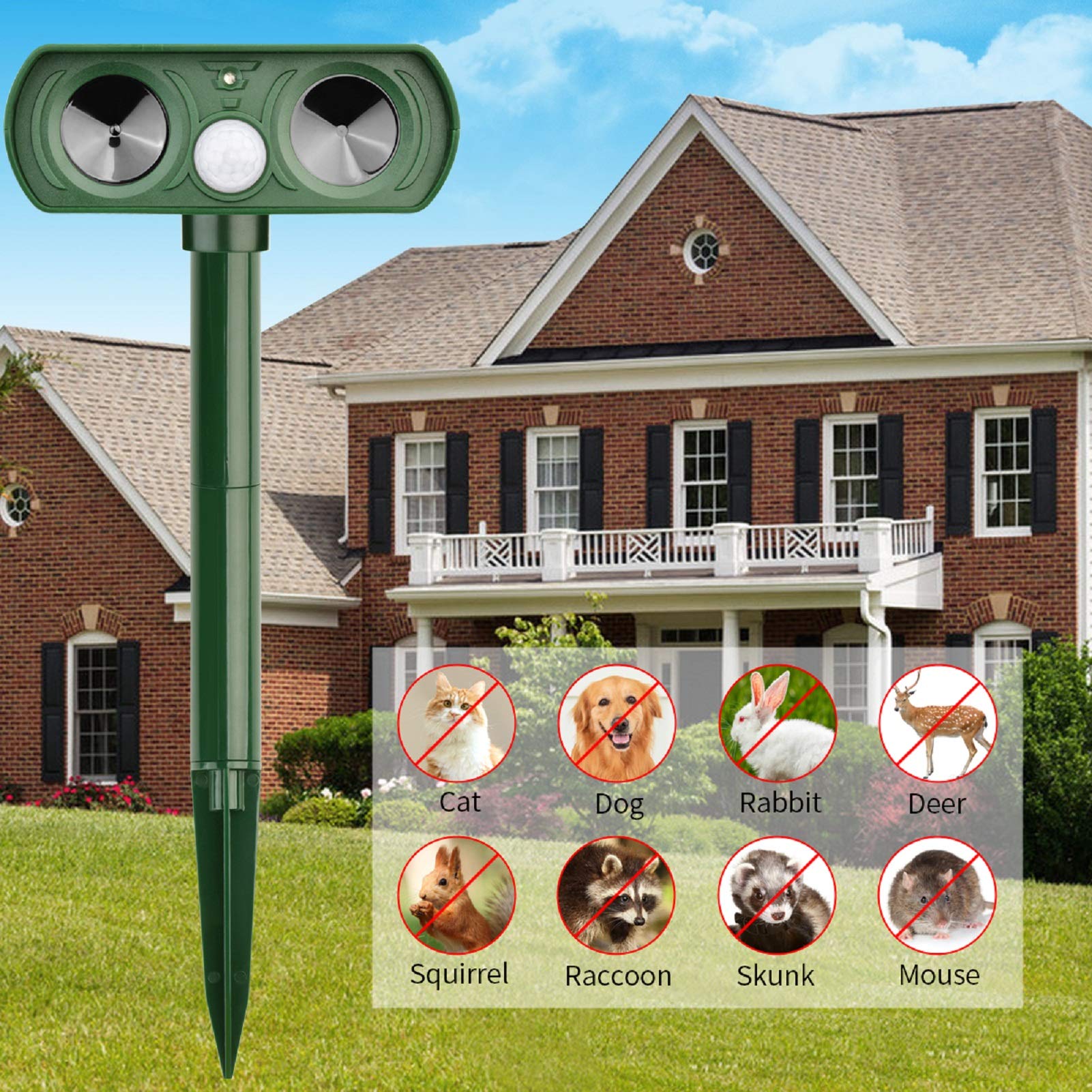 Lubatis Solar Animal Repeller Ultrasonic Cat Repellent Waterproof Motion Sensor Activated, Deterrent Chaser Protect Farm Garden Yard