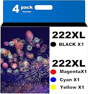 222XL for Epson 222 Ink Cartridges Epson T222XL Epson 222 XL for Expression Home Epson XP-5200 Workforce Epson WF-2960 Prinetrs (4pack(Black Cyan Magenta Yellow))