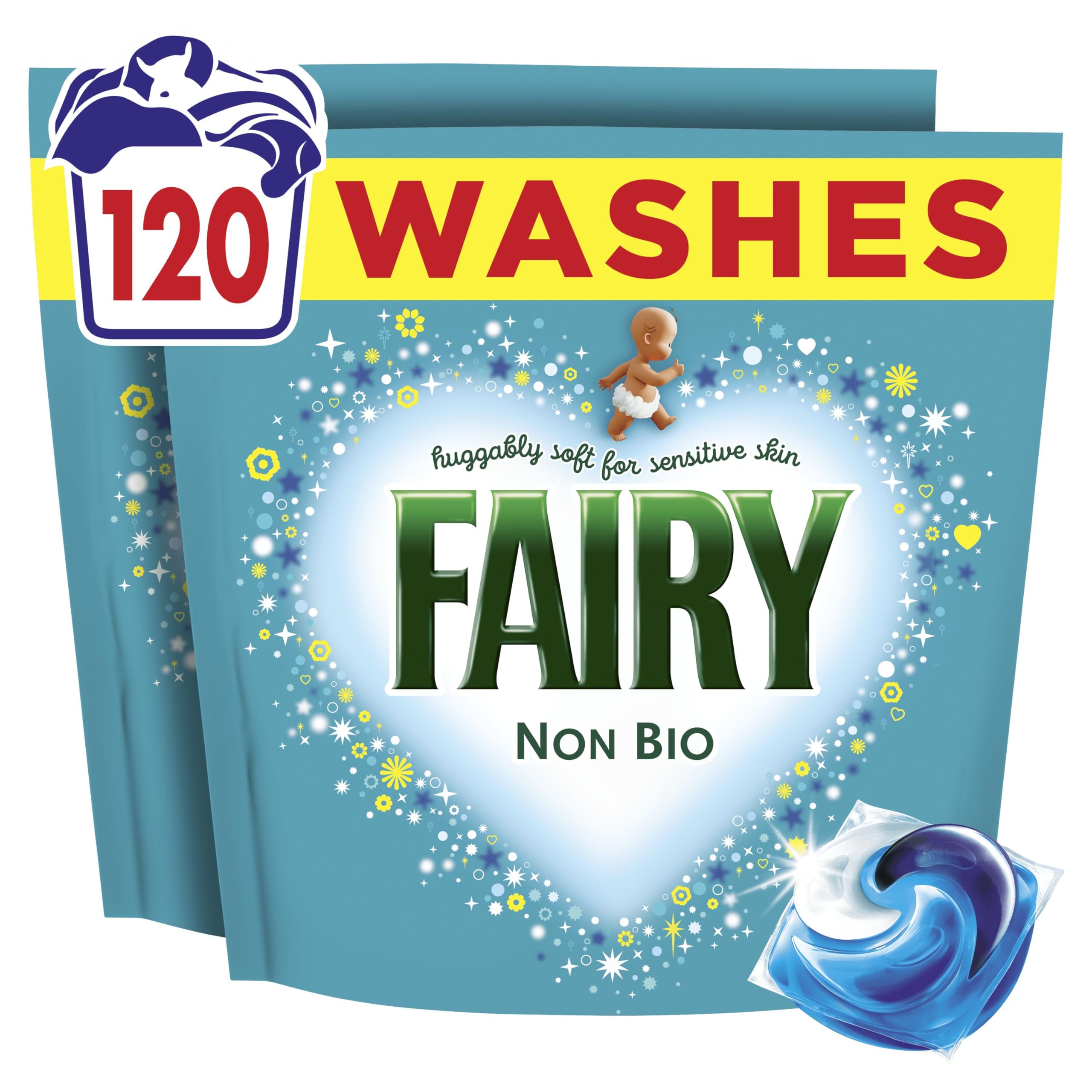 Fairy Non Bio Washing Liquid Pods, Voted No1 For Sensitive Skin 120 Washes