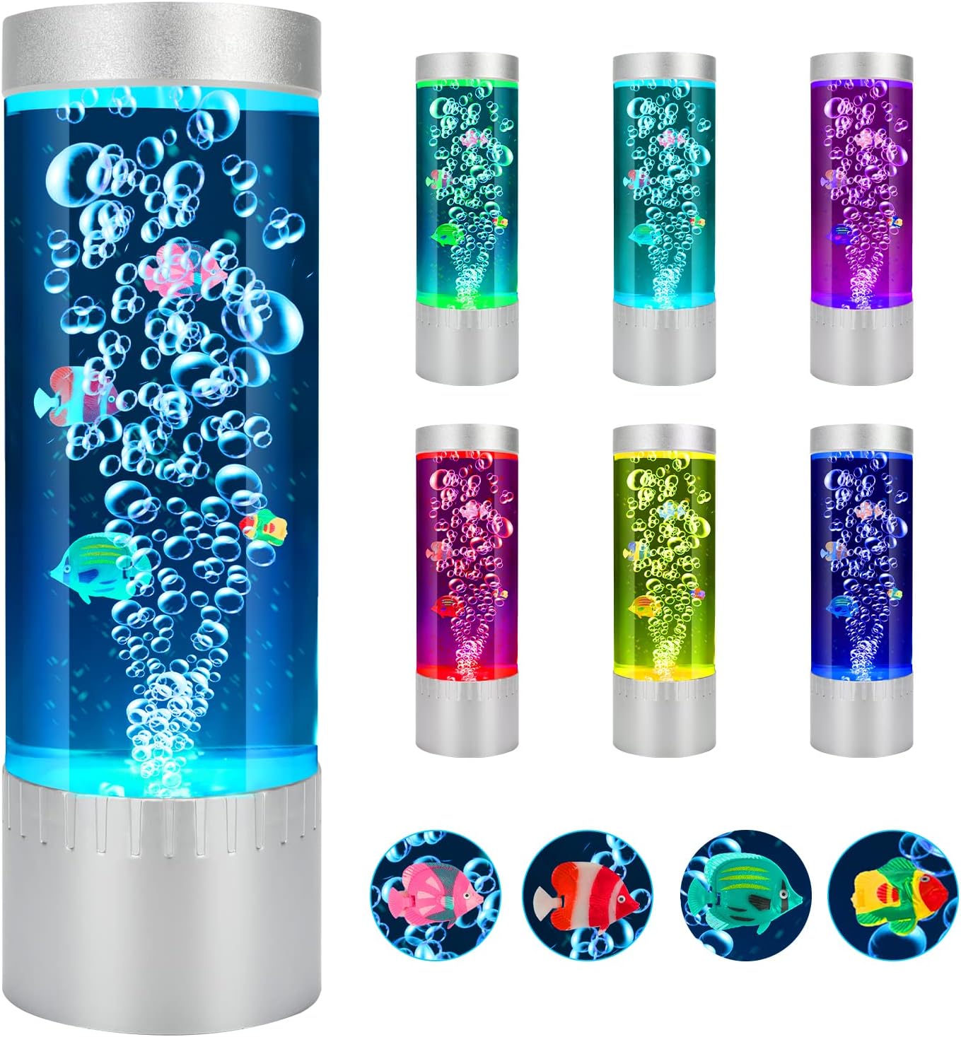 Fake Fish Tank, Bubble Lamp, LED Desktop with Color