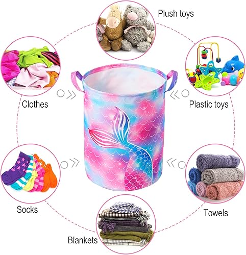 Miniatura 2 de Beinou Cesta de lavandería para niños, 43.5 L, impermeable, plegable, de lona, con asas, para dormitorio de niños, ropa de guardería