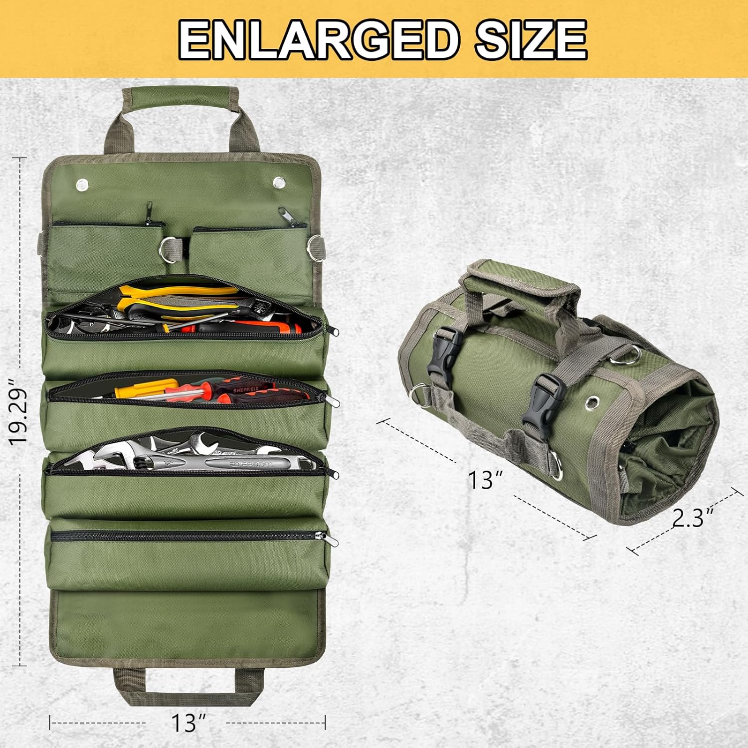 Tool Bag Organizer Roll Up: Gifts for Men Dad Valentines Day Gifts for Him Boyfriend Husband Birthday Portable Motorcycle Tool Box Woodworking Gift for Mechanic Craftsman Electrician Rollup Toolbag - Image 3