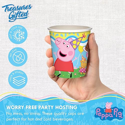 Miniatura 3 de Treasures Gifted Vasos de papel de Peppa Pig con licencia oficial, 24 unidades, tazas de Peppa Pig de 9 onzas para niños, tazas de fiesta de