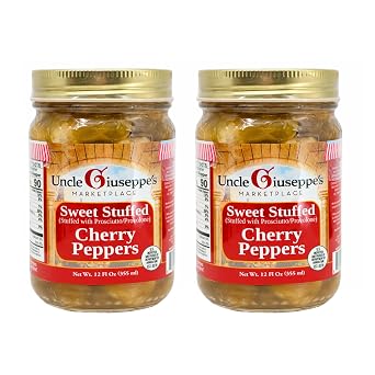 Uncle Giuseppes Sweet Stuffed Cherry Peppers with Prosciutto & Provolone, 12 oz [Pack of 2]