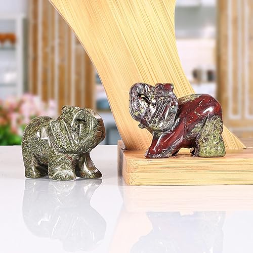 Miniatura 5 de Rockcloud - Figura decorativa de cristal tallada a mano, diseño de elefante, 1.5in, piedra de bolsillo de cristal curativo para decoración en casa,