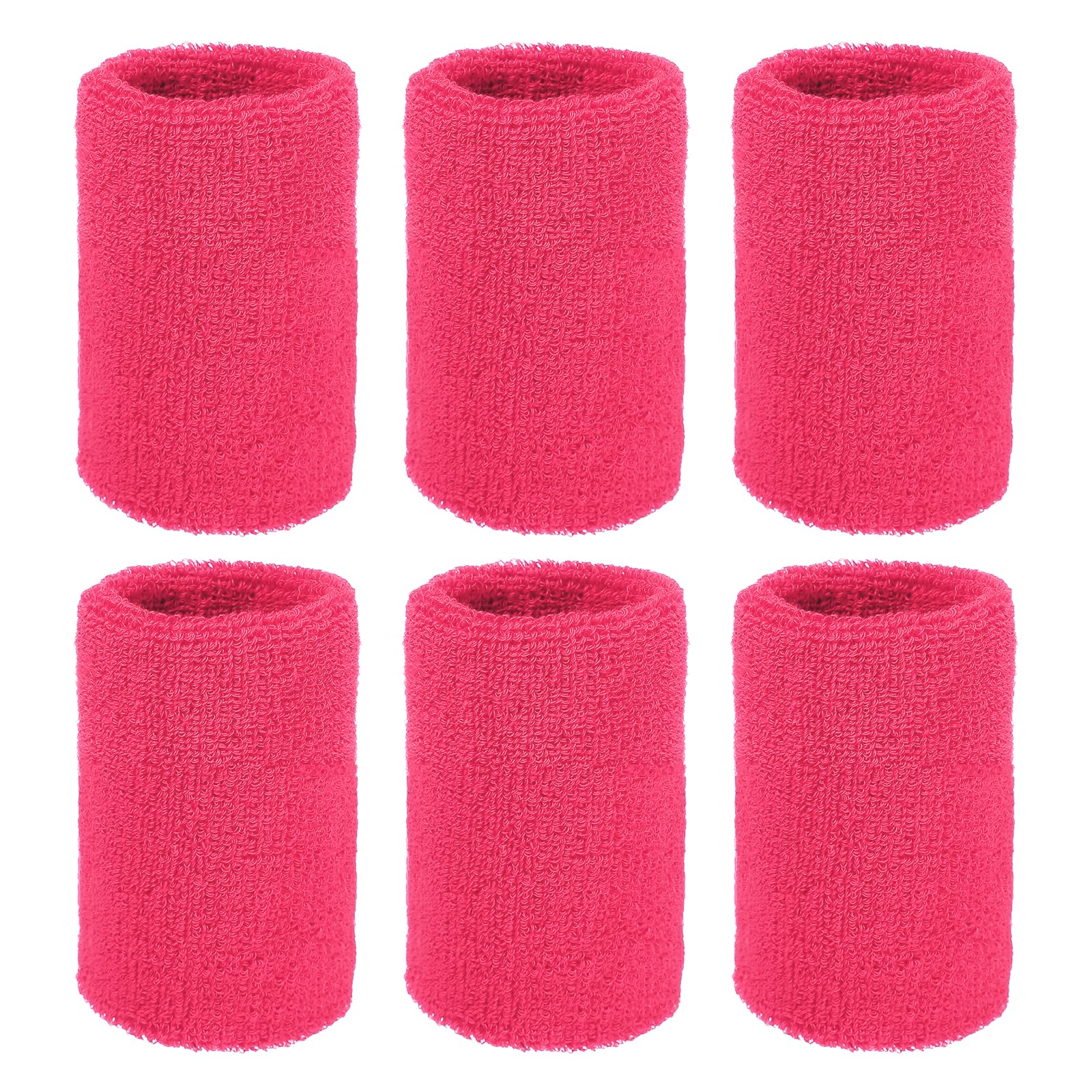 YELARXI Wristbands Sweatbands, Wrist Bands for Sweat Sports Wristbands 4x3 In & 6 Pack & Light Rose Red-Fitting for (Tennis/Basketball/Football/Running/Working Out/Men & Women)