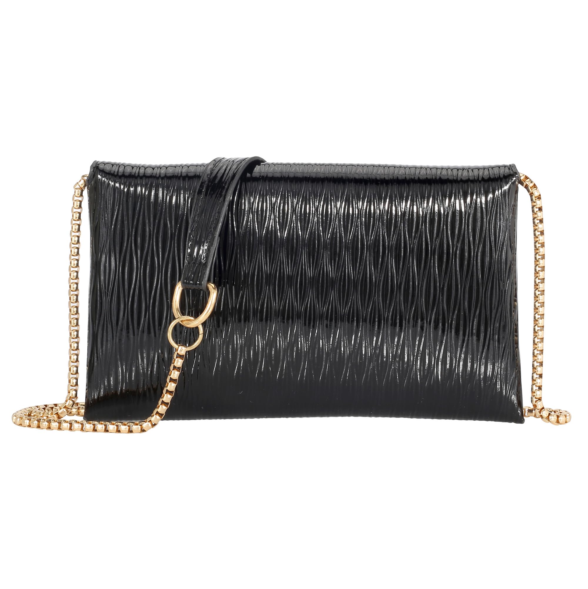 Ayliss Evening Clutch Purses for Women Handbags Formal Wedding Party Cocktail Prom Crossbody Shoulder Envelope Bag Chain (Black)