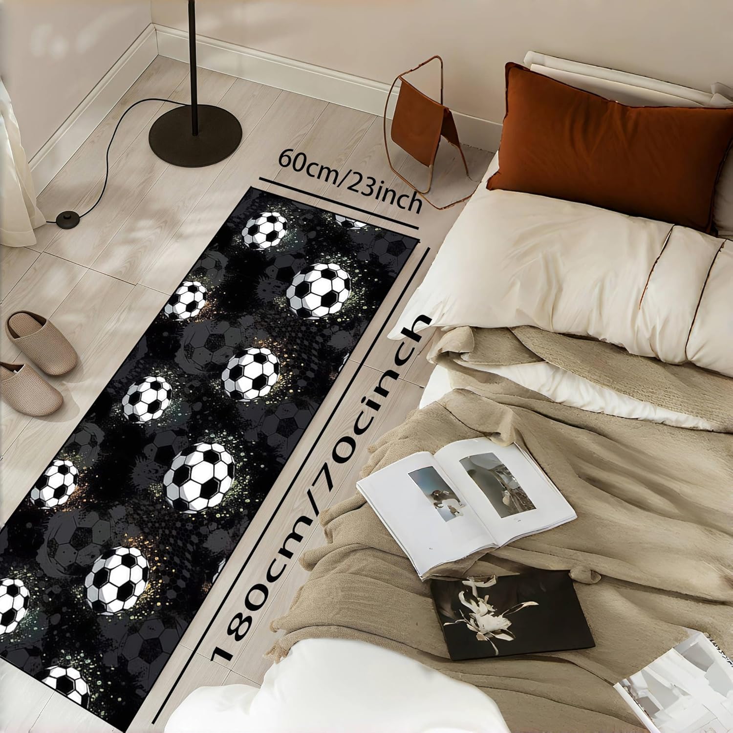 NABURGRI 2x6 Runner Rug Football Pattern Washable Runner Rug Non Slip Rubber Backing Low Pile Printed Area Rugs for Indoor Use in Bedrooms, Kitchens, Hallways, Laundry Rooms Football2x6f 6' x 2' (Rectangular)