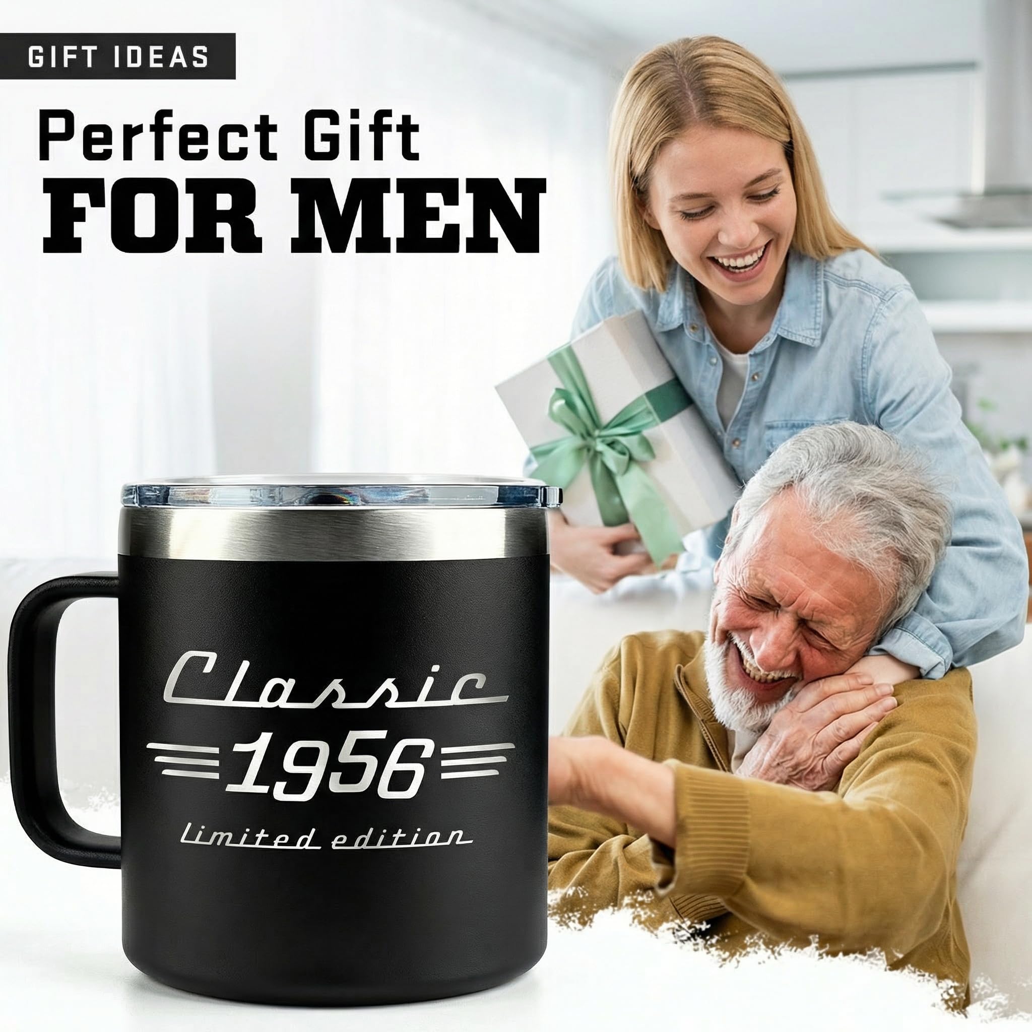 70th Birthday Gifts for Men, Dad - Mens Birthday Gift Ideas, Dad Birthday Gift, mens Gifts Ideas - Funny, Gag Gifts for Men - 1956 Birthday Gifts for Men Mug 14Oz Stainless Steel