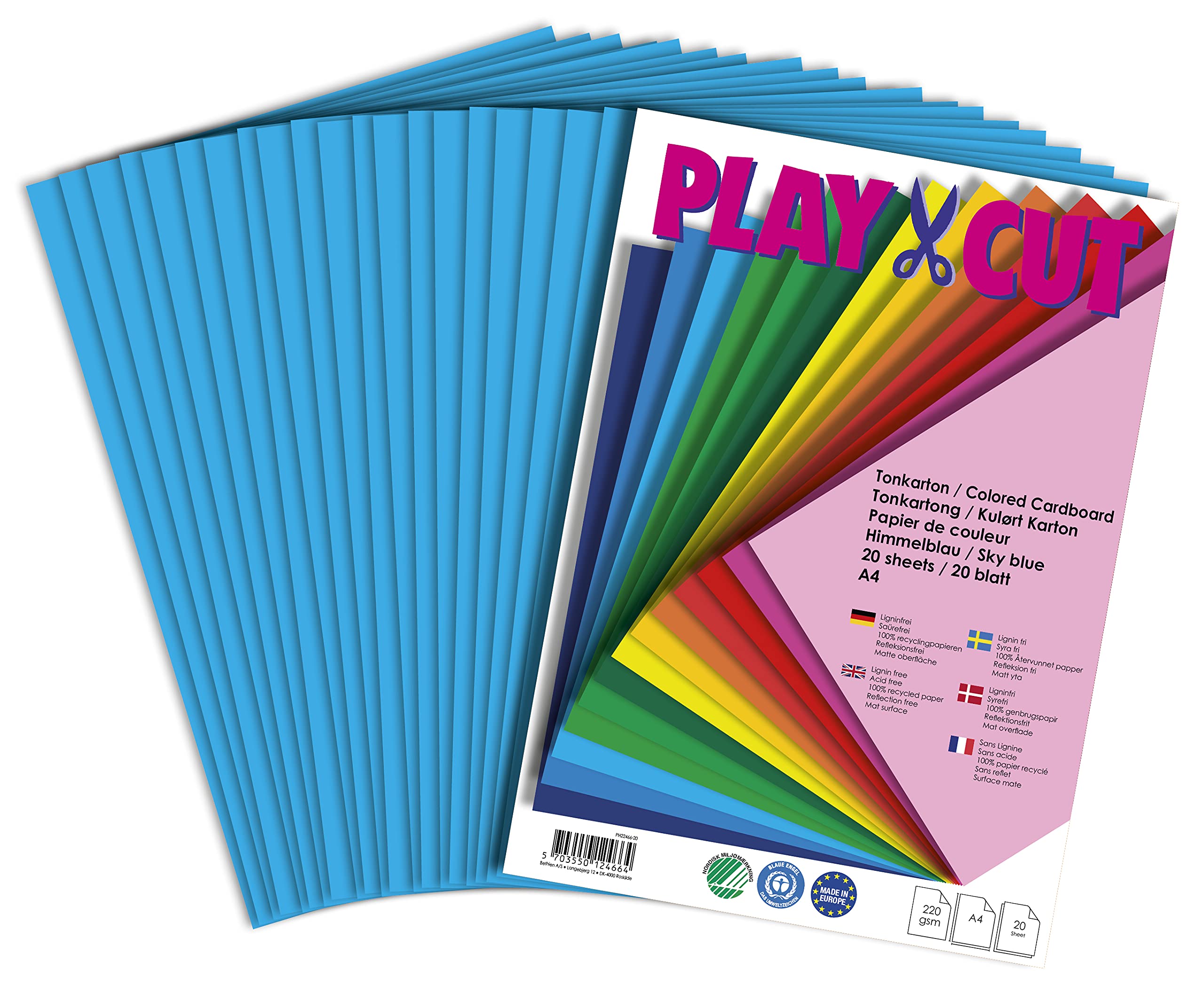 PLAY-CUT Photo Card A4 Set, Sky Blue 300 g/m², 20 Sheets DIN A4 Photo Cardboard