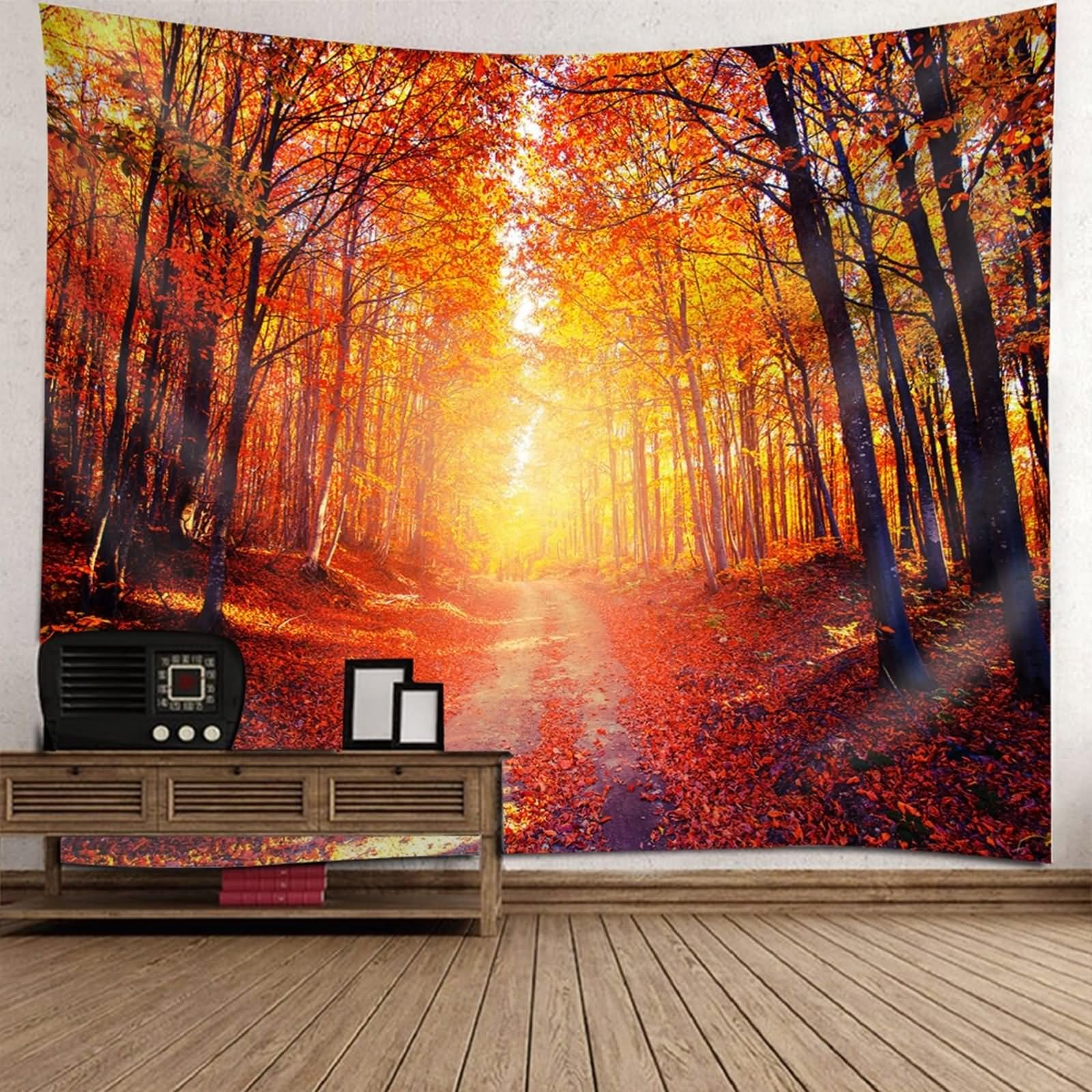 Tapices bohemios occidentales para colgar en la pared, tapices de pared, color naranja, otoño, arce, bohemio, decoración de pared, 200 x 200 cm