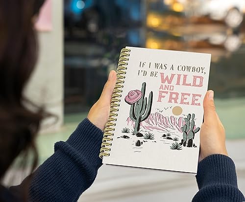Miniatura 2 de If I Was A Cowboy I'd Be Wild and Free - Cuaderno de espiral de 5.5 x 8.3 pulgadas, páginas a rayas para oficina, universidad, cuaderno de tapa dura