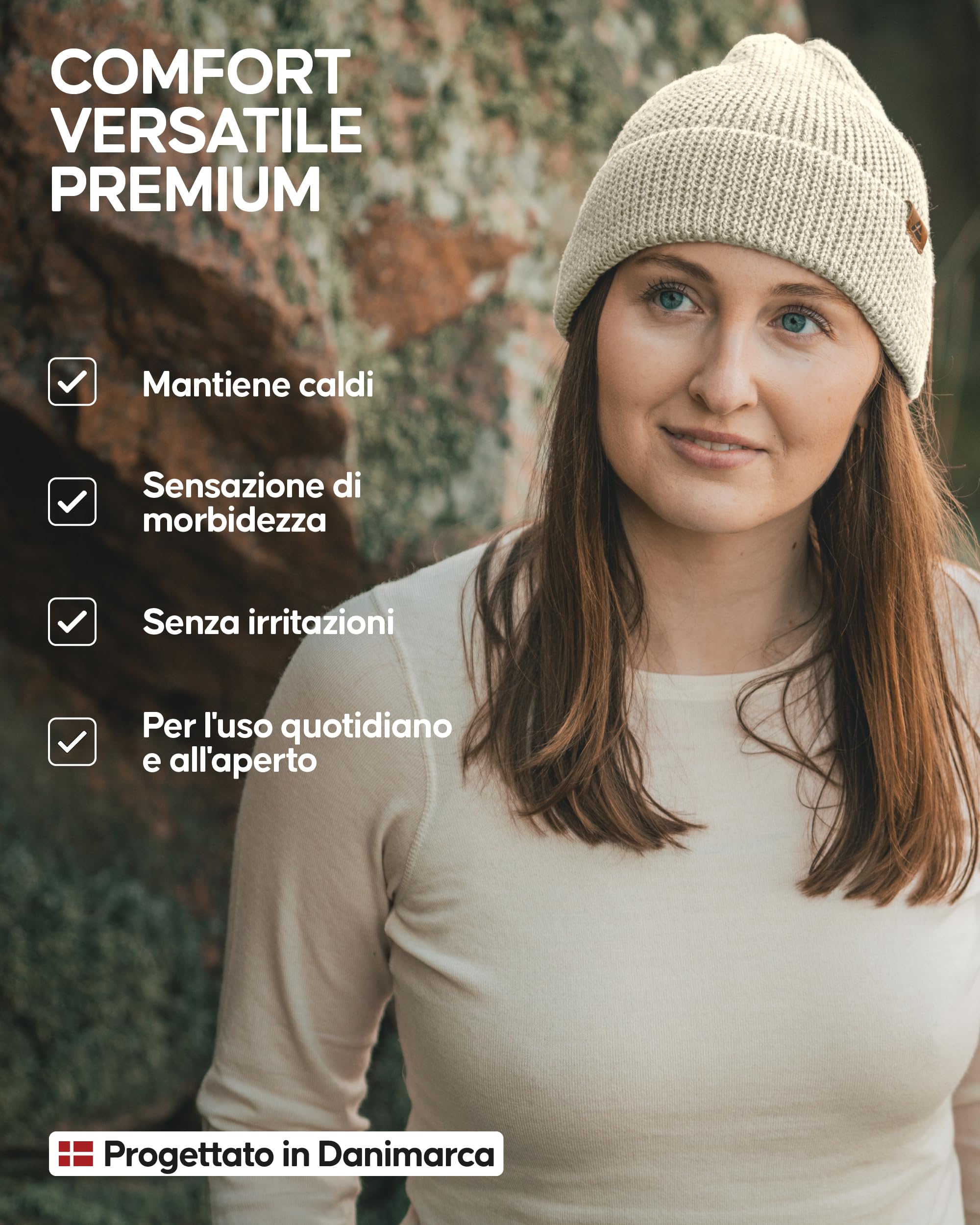 DANISH ENDURANCE Cappello Lana Merino, Berretto Beanie in Maglia Termica, da Uomo e Donna