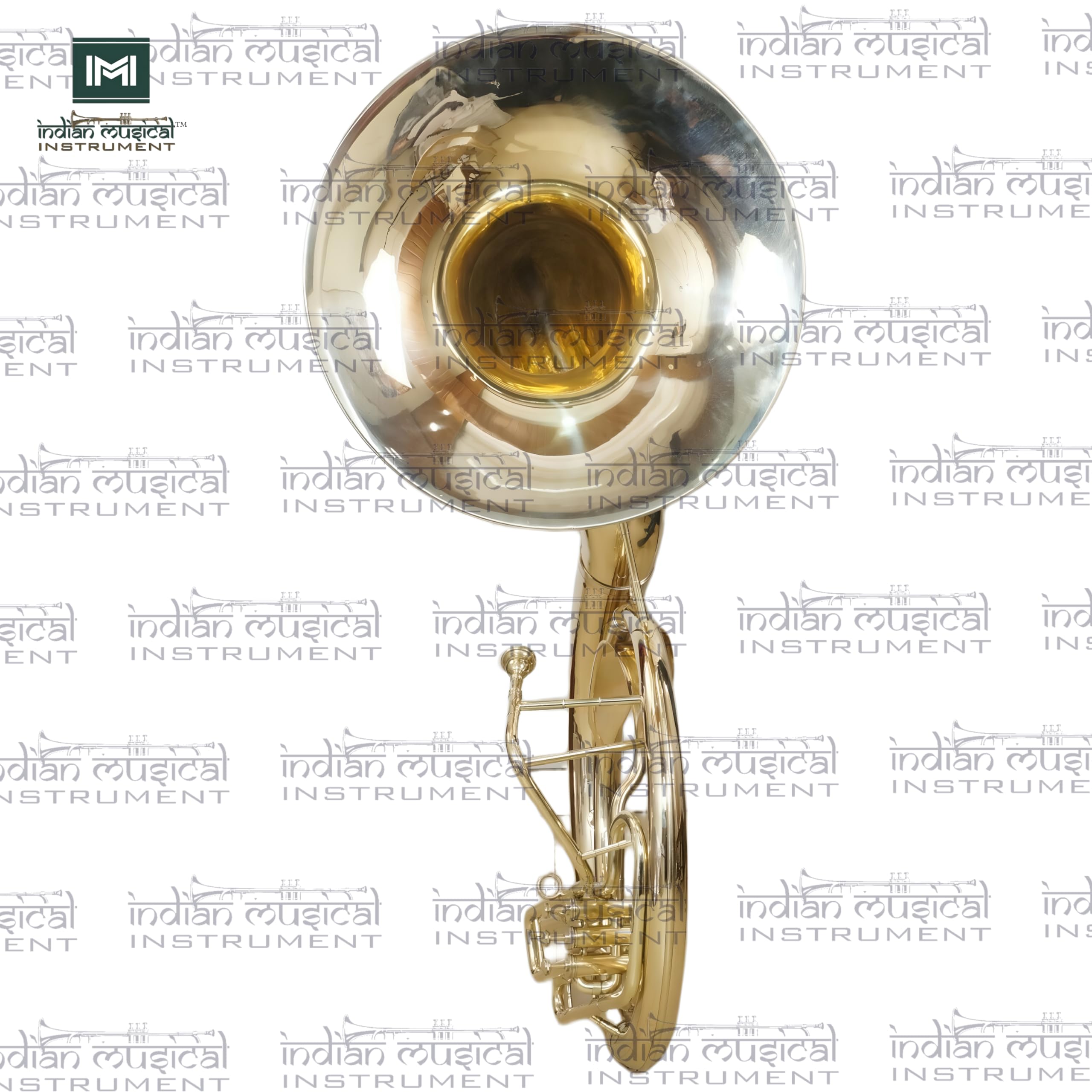 Indisches Musikinstrument Chrom Finish 61 cm King Size Sousaphon Messing BB Big Bell Tuba mit Mundstück und Tragetasche (Gold)