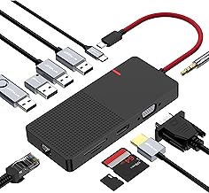 USB C Docking Station Dual Monitor, 11-in-1 USB C to HDMI Adapter Multiport with VGA, 100W PD Charging (2USB 3.0/2USB 2.0) Ethernet, RJ45 TF/SD Card Reader for MacBook IPAd Pro Dell HP