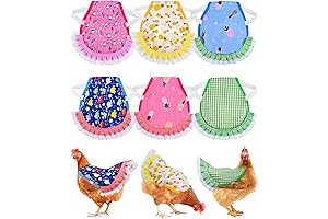 6Pcs Waterproof Feather Print Chicken Back Protector Jacket Elastic Straps Poultry Apron
