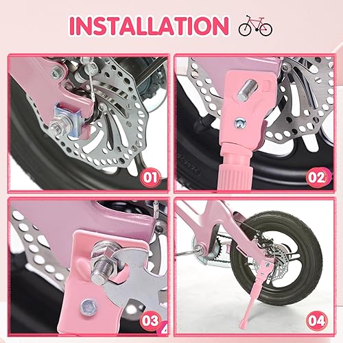 Miniatura 8 de LEICHTEN Soporte de bicicleta para niños con rueda de 12 pulgadas, soporte para bicicleta de un solo lado, soporte trasero para bicicletas, color