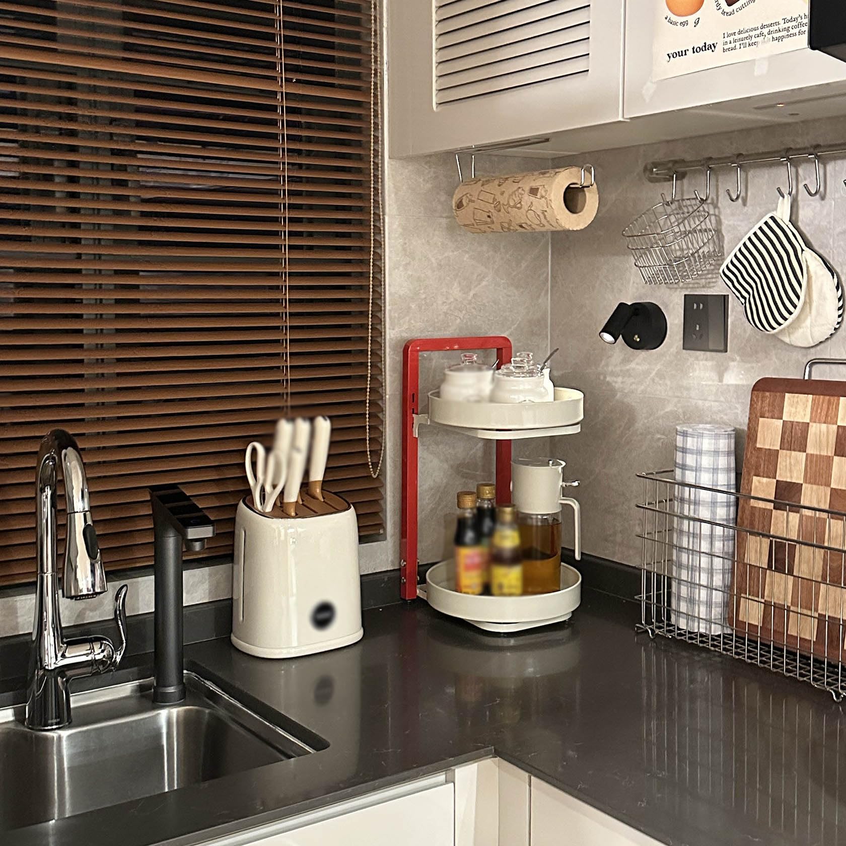 Étagère À Épices Rotative, Plateau Tournant Lazy Susan, Organisateur D'assaisonnements pour La Cuisine,2 layer