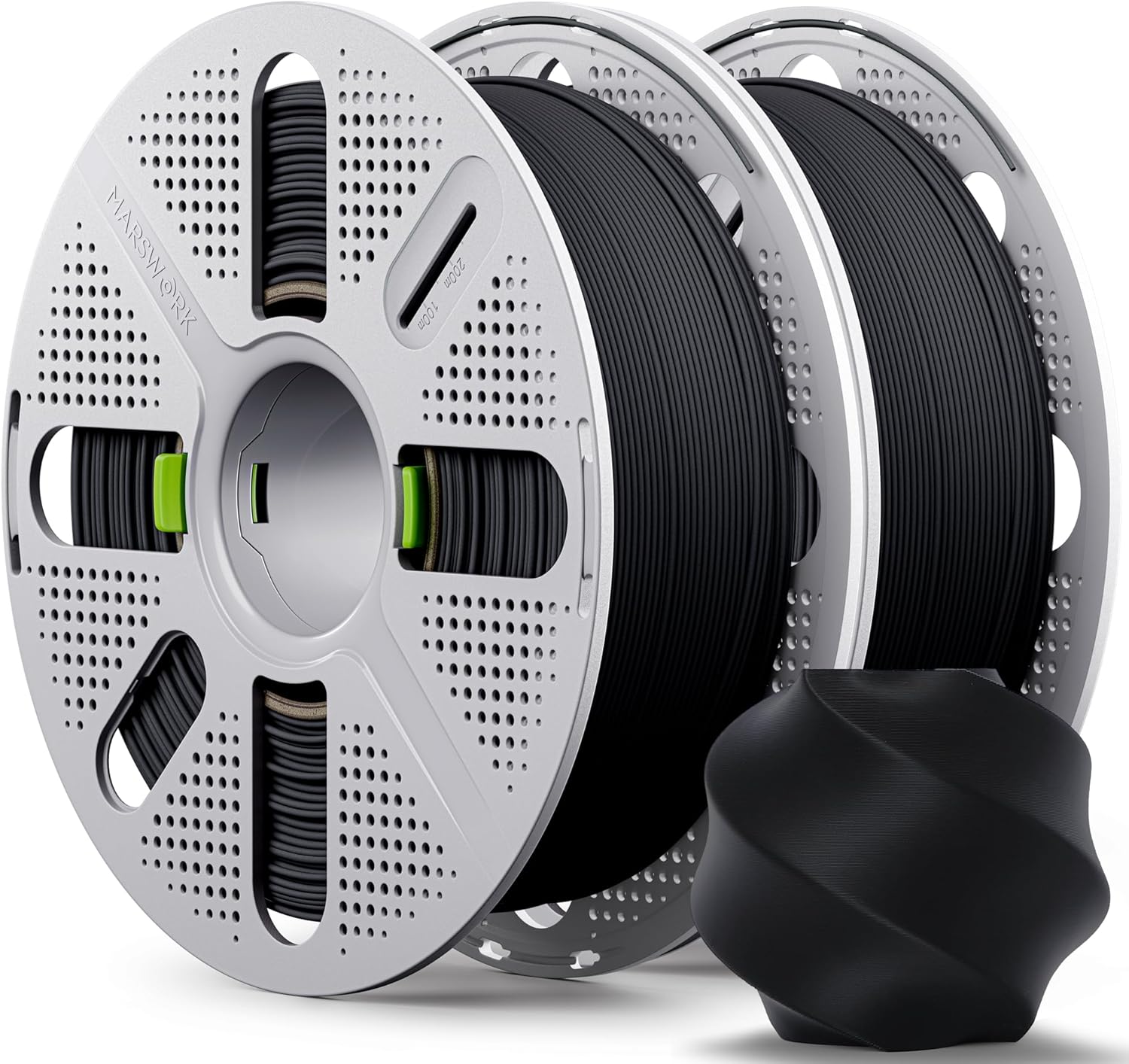 Matte PLA Filament with Quick-Swap Reusable Spool 1kg (2.2lbs), 1.75mm 3D Printing Filament, Compatible with Bambu Lab 3D Printers – Black x 2