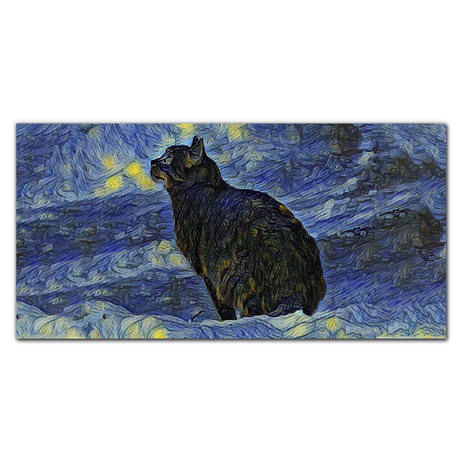 Dosseret en verre trempé chat sous les étoiles déco de cuisine 140x70cm