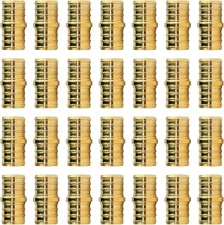 WiseWater 28 Pcs PEX Fittings 3/4 Inch, 3/4 inch Straight Coupling Brass Fittings, Barb Crimp PEX Pipe Fitting for PEX Pipe Plumbing Projects (Pack of 28)