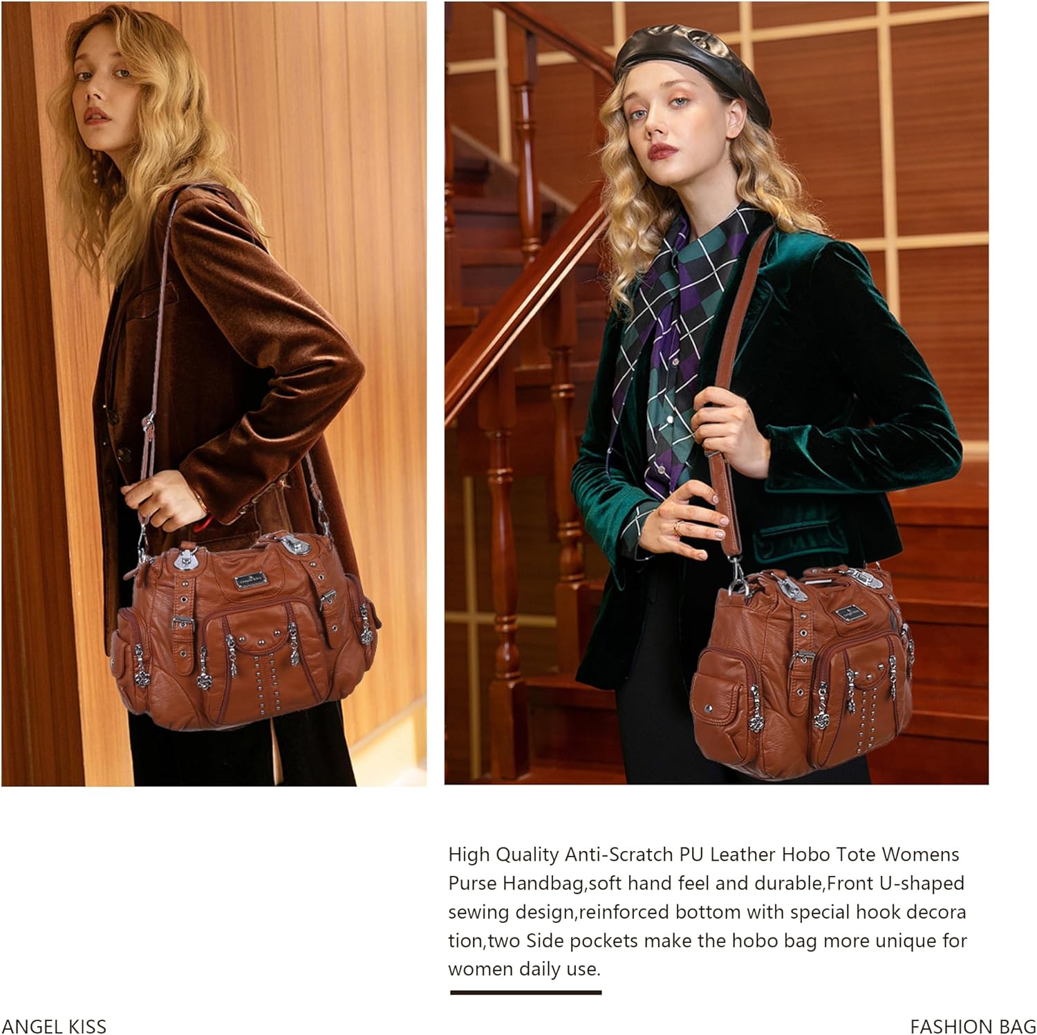 Angel Kiss Purses for Women Soft PU Leather Large Hobo Bags for Women Shoulder Bag | Soft, PU Leather, Large, Soft, PU Leather, Large - Image 2