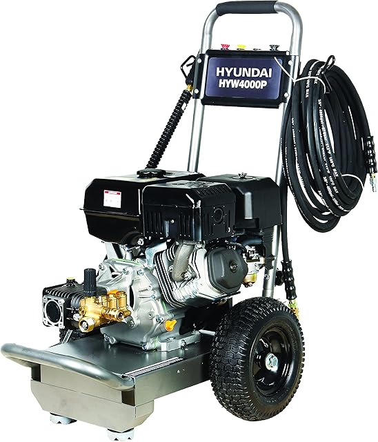 Hyundai Petrol Pressure Washer, 4000psi 420cc 15L/min with 15m Hose and Lance, 4 Nozzles, Turbo Nozzle & 3 Year Warranty