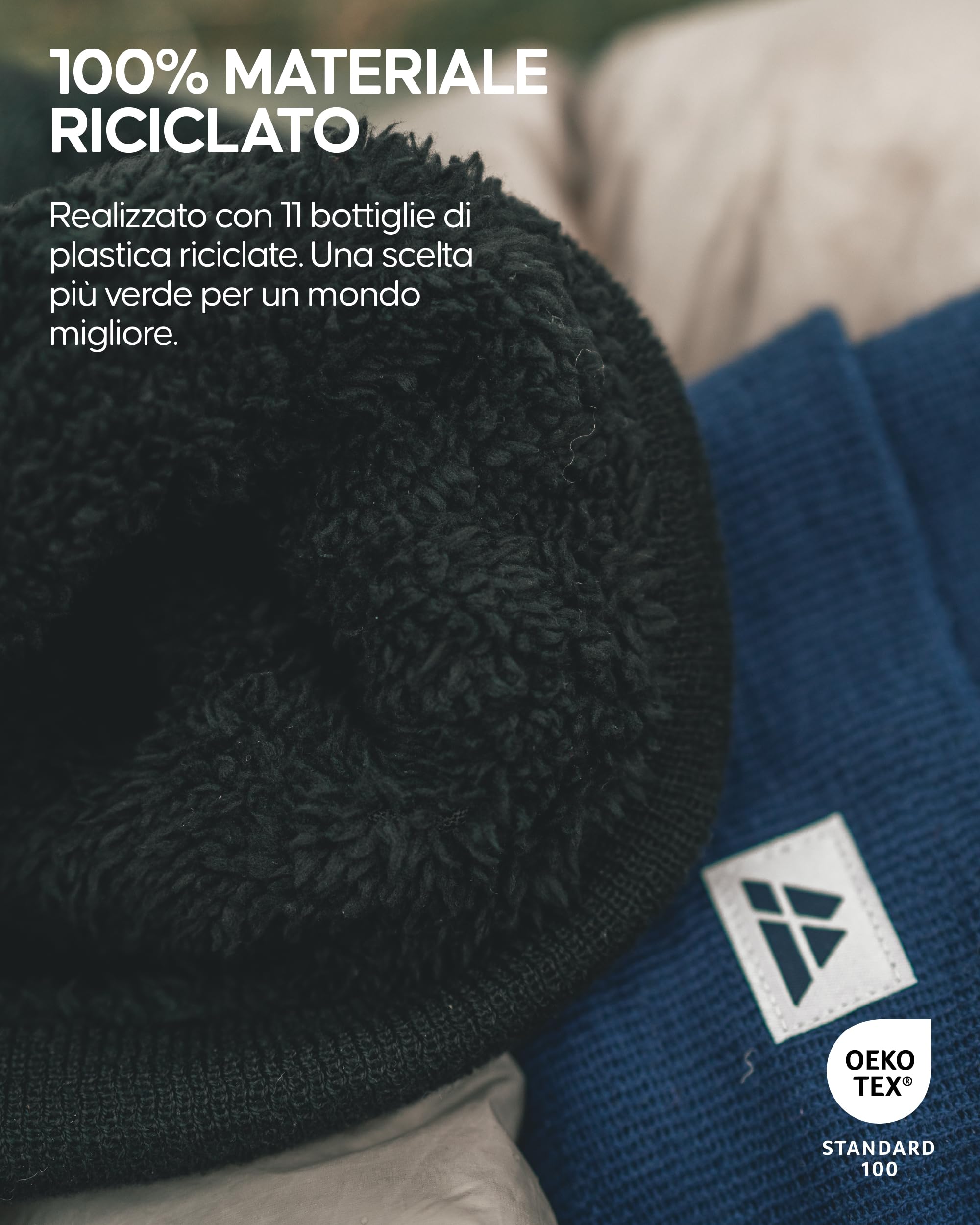 DANISH ENDURANCE Cappello Uomo Lana Merino e Fodera Pile, Berretto in Maglia, Taglia Unica Adulto, Beanie Invernale, per Sci e Sport